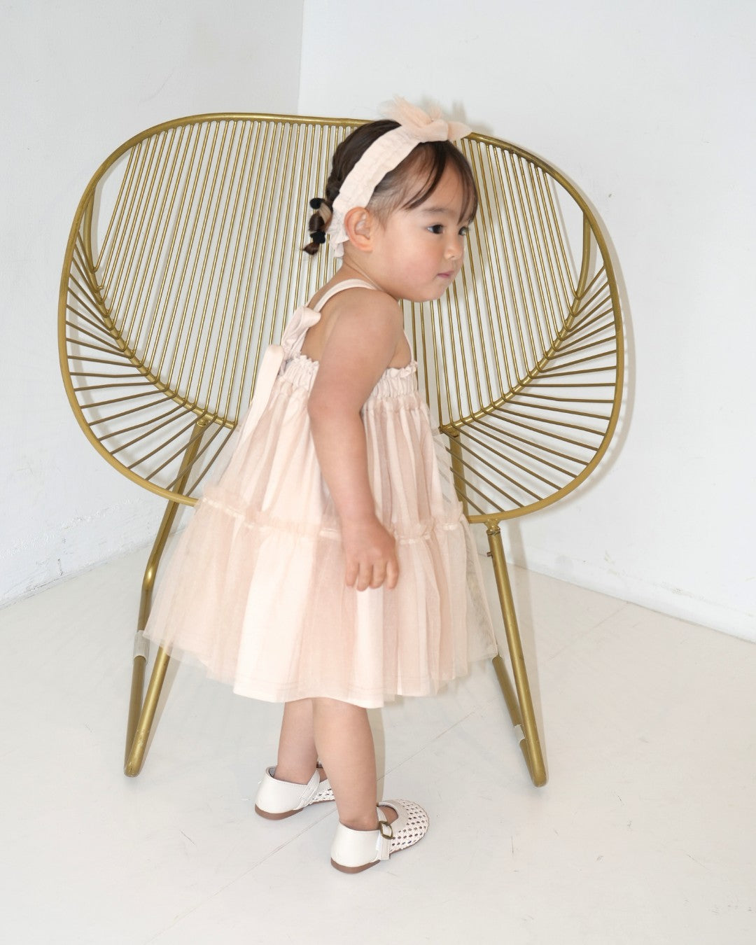 One Tone Sheer Tulle Dress【110280】 (Pink)