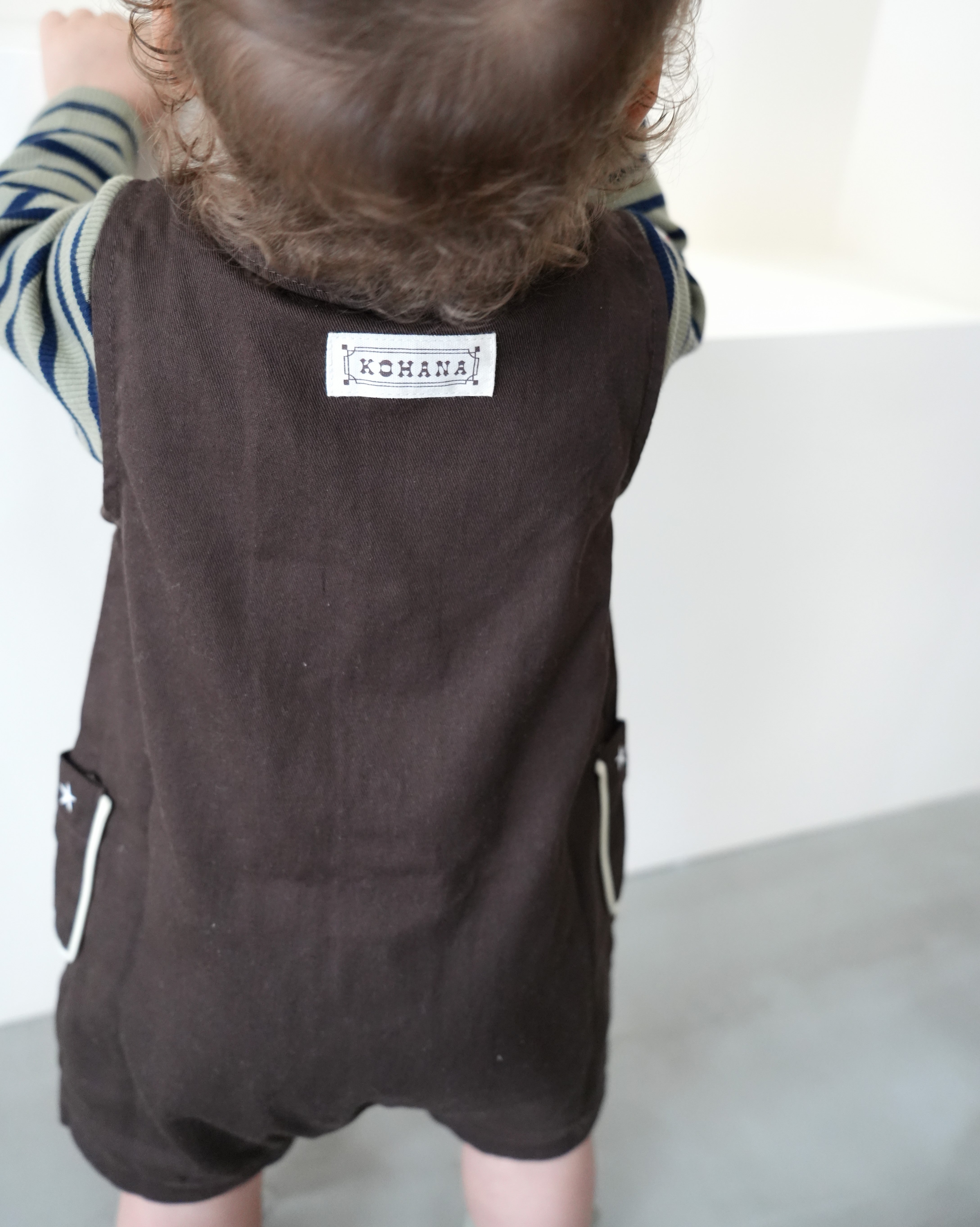 Star Embroidered Pocket Front-Open Overalls【110419】 (dark gray)
