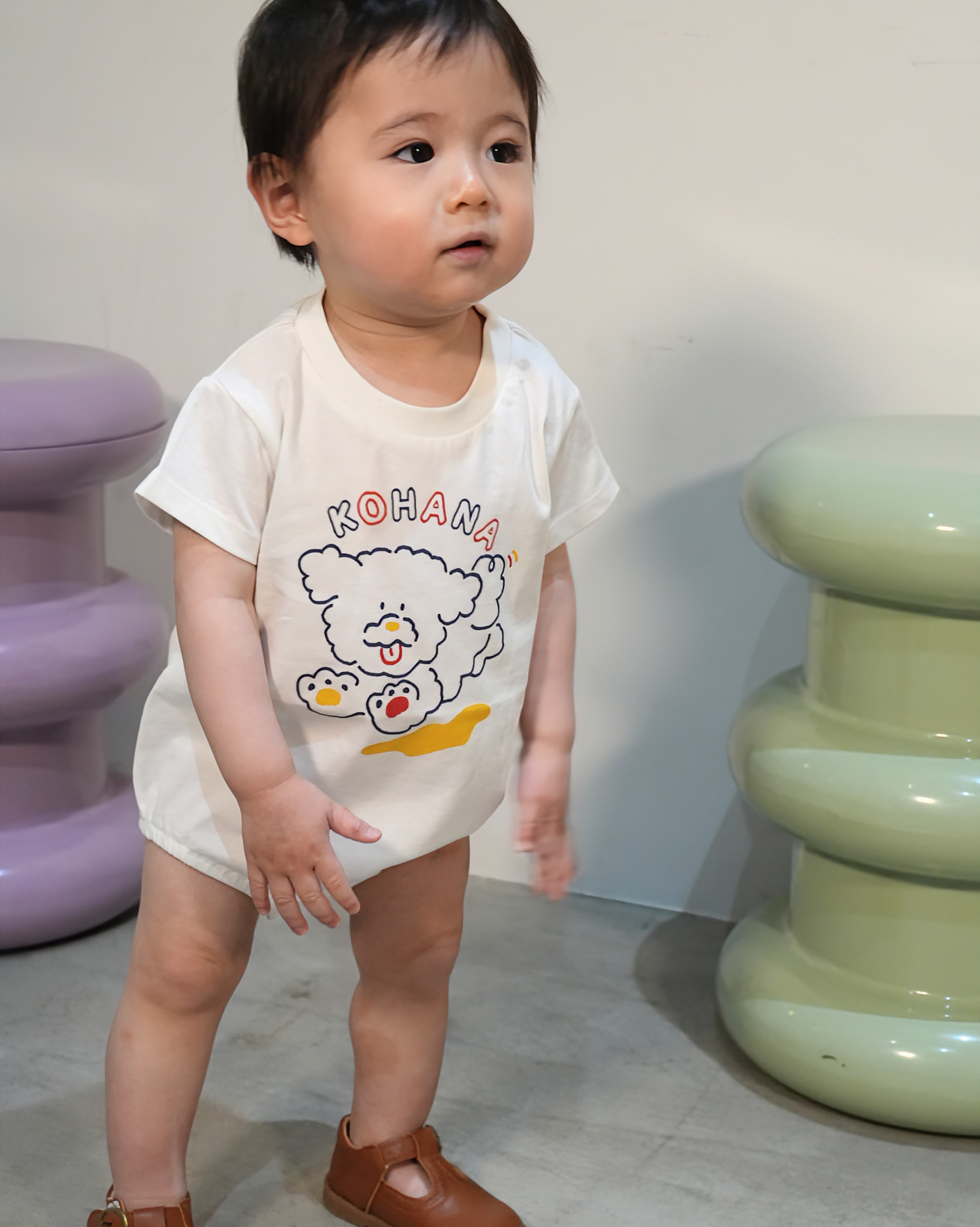 Walking Dog Rompers【110063】 (White)