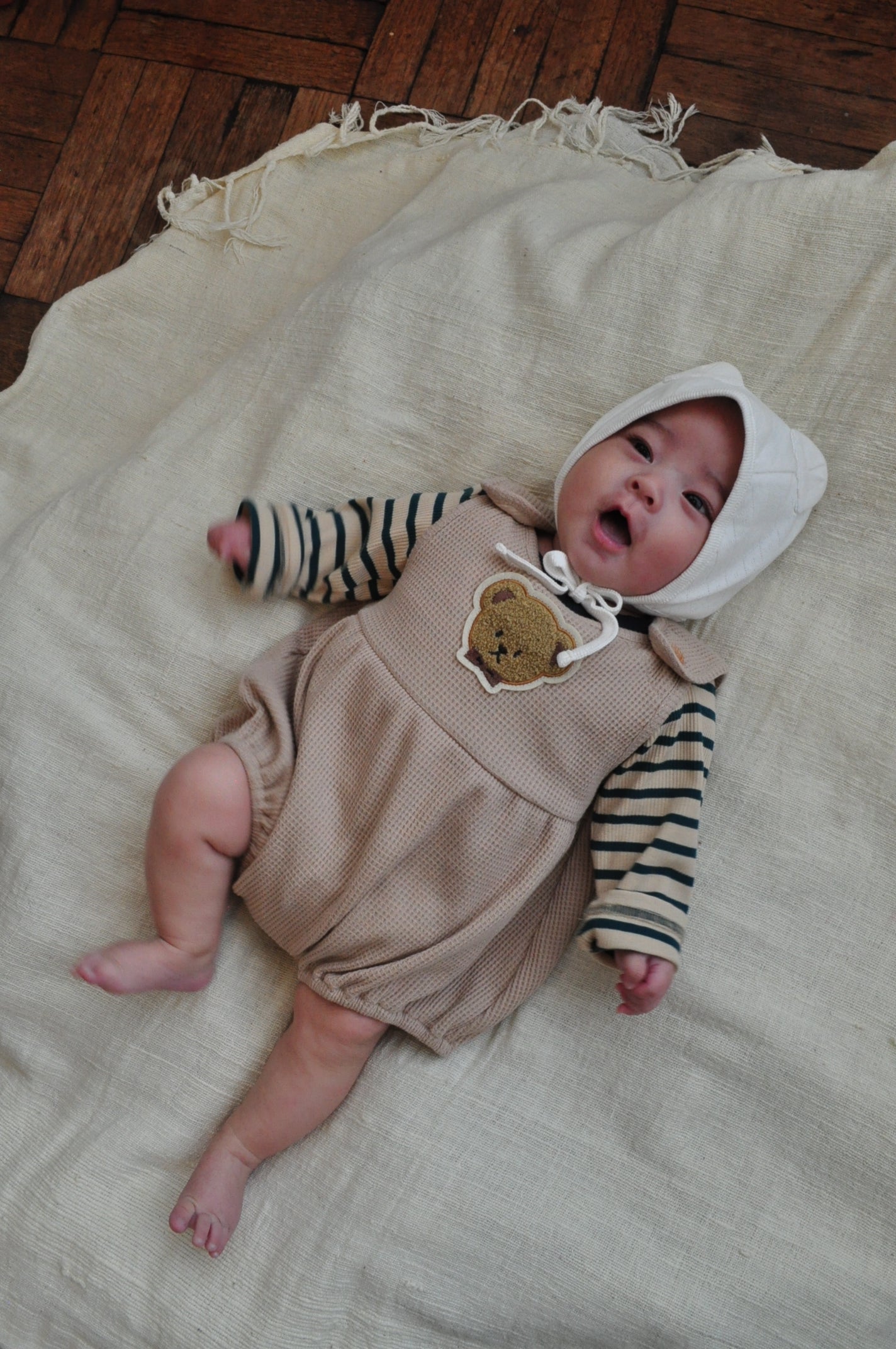 Eyelet Rib Cat Ear Bonnet【110129】 (white)