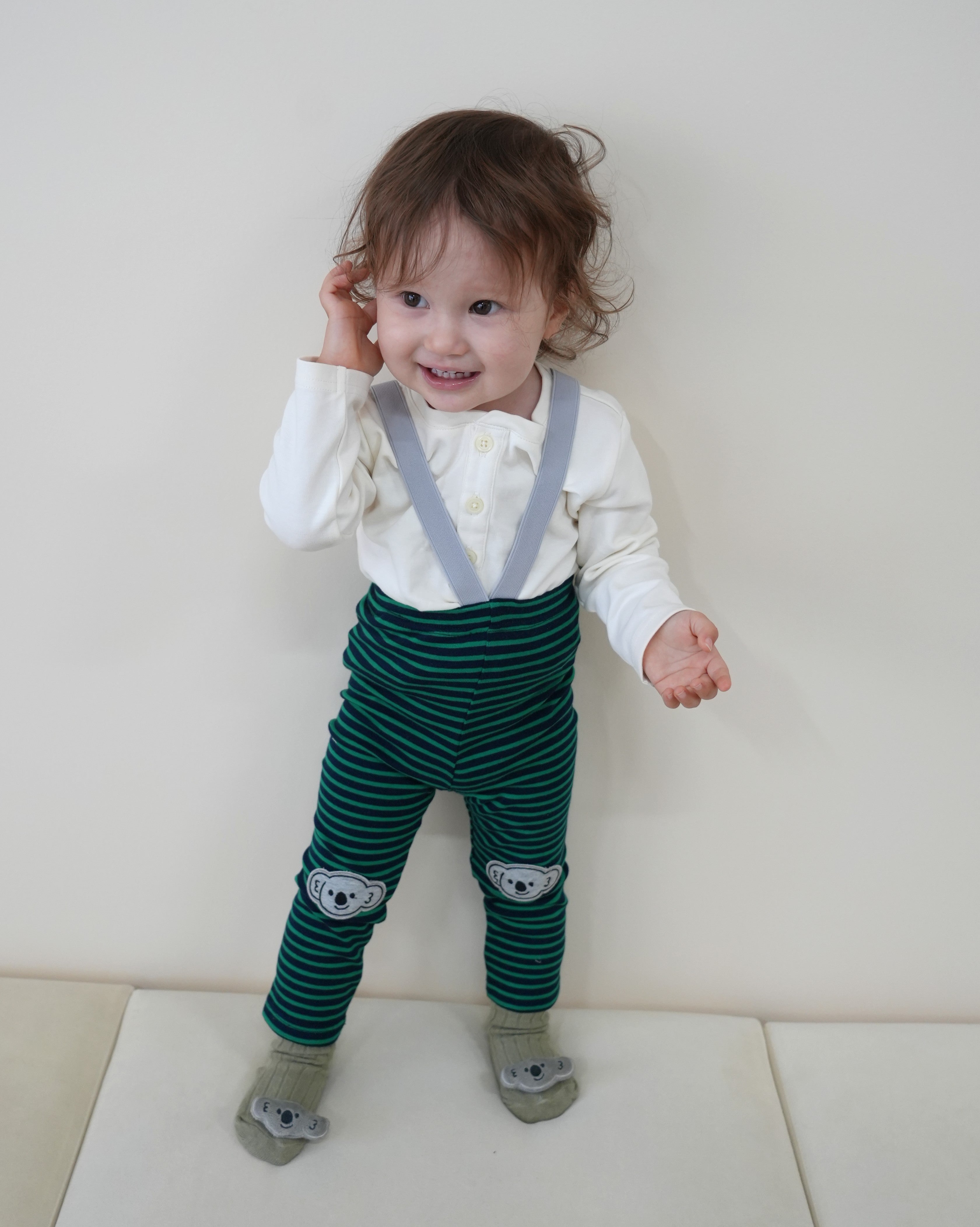 Animal Border Suspender Leggings【110400】 (green)