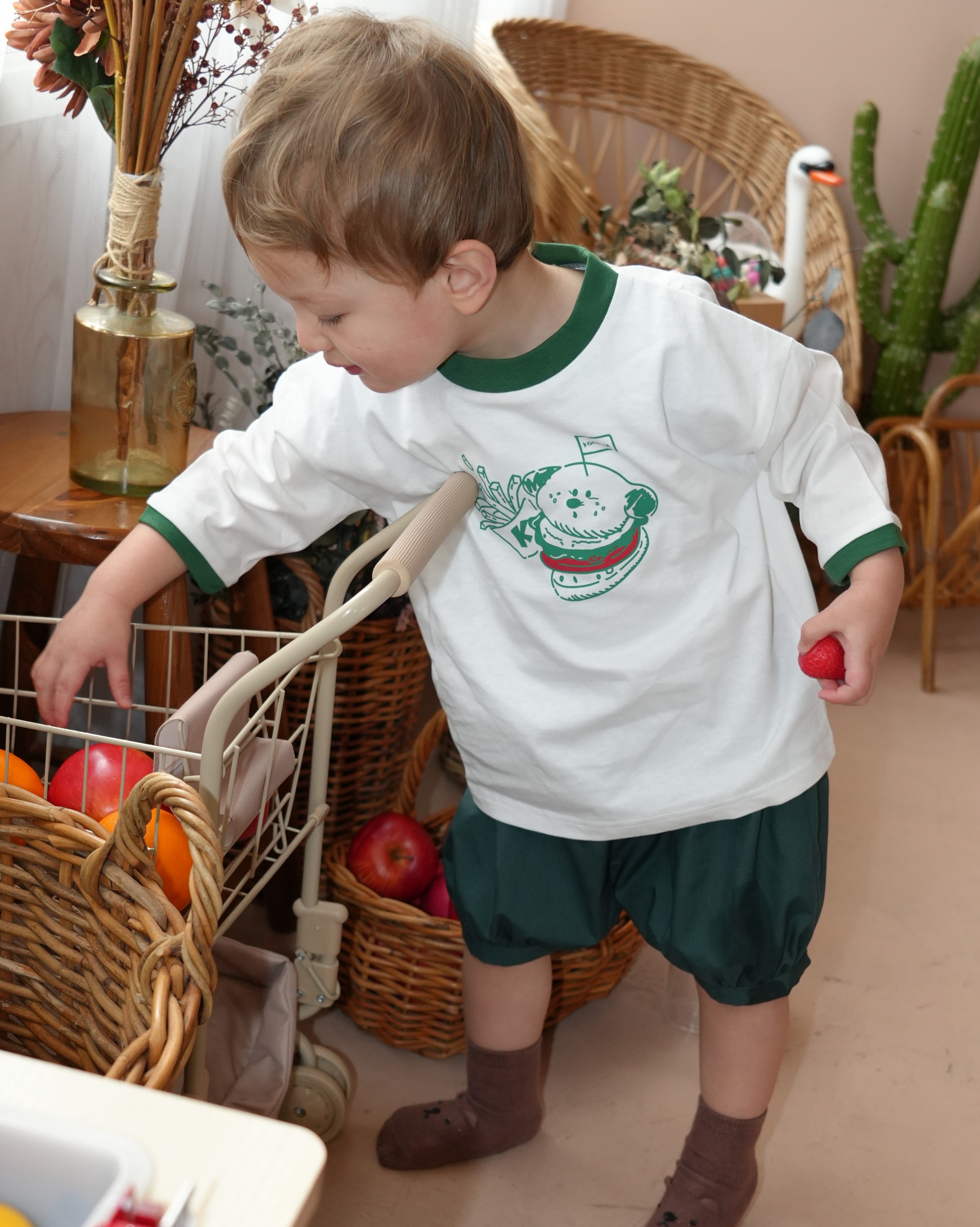 Hamburger Dog Ringer T-Shirt【110135】 (green)