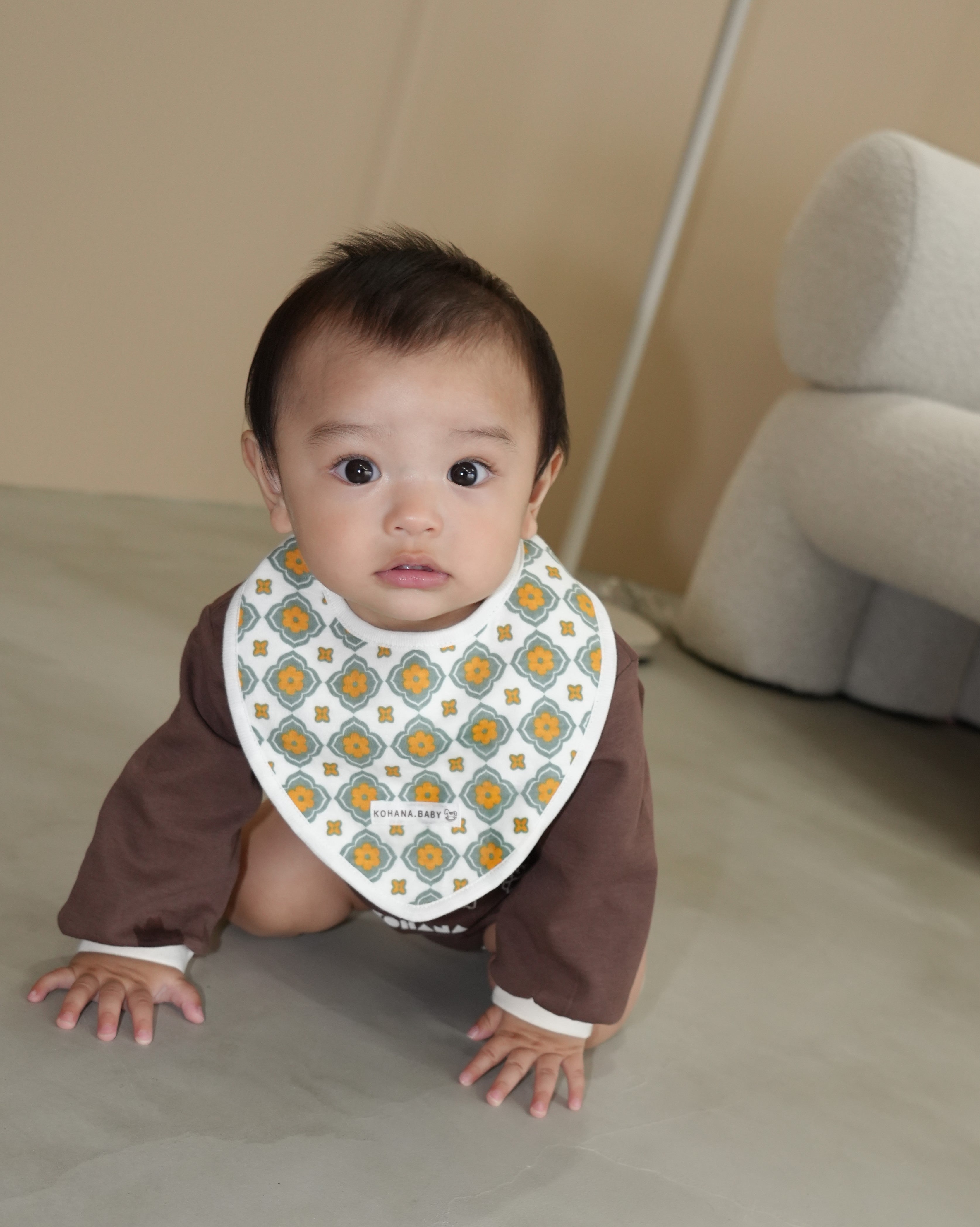 Vintage Tile Pattern Bib【110114】 (orange)