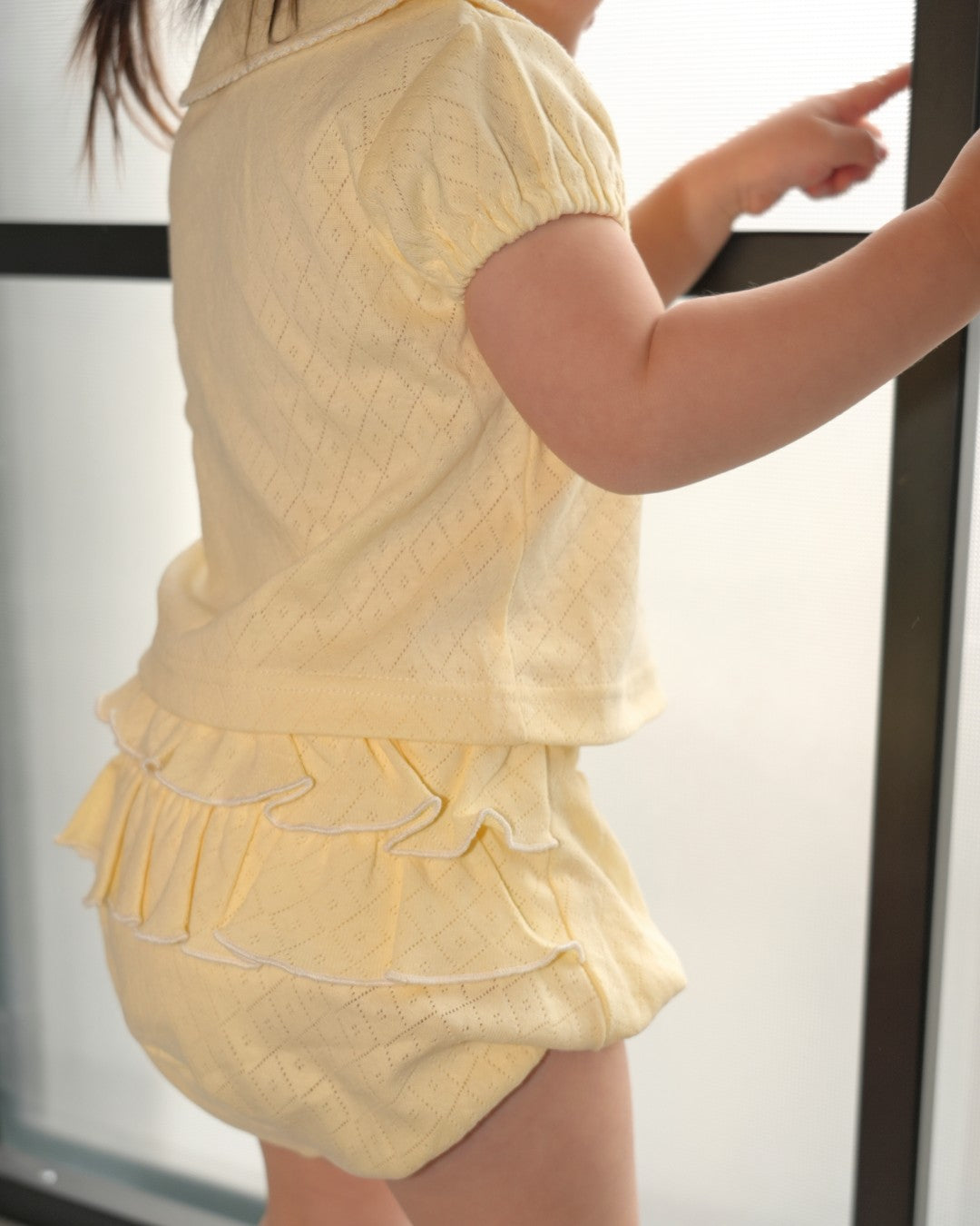 Cherry Motif Eyelet Rib Set up【110240】 (Yellow)