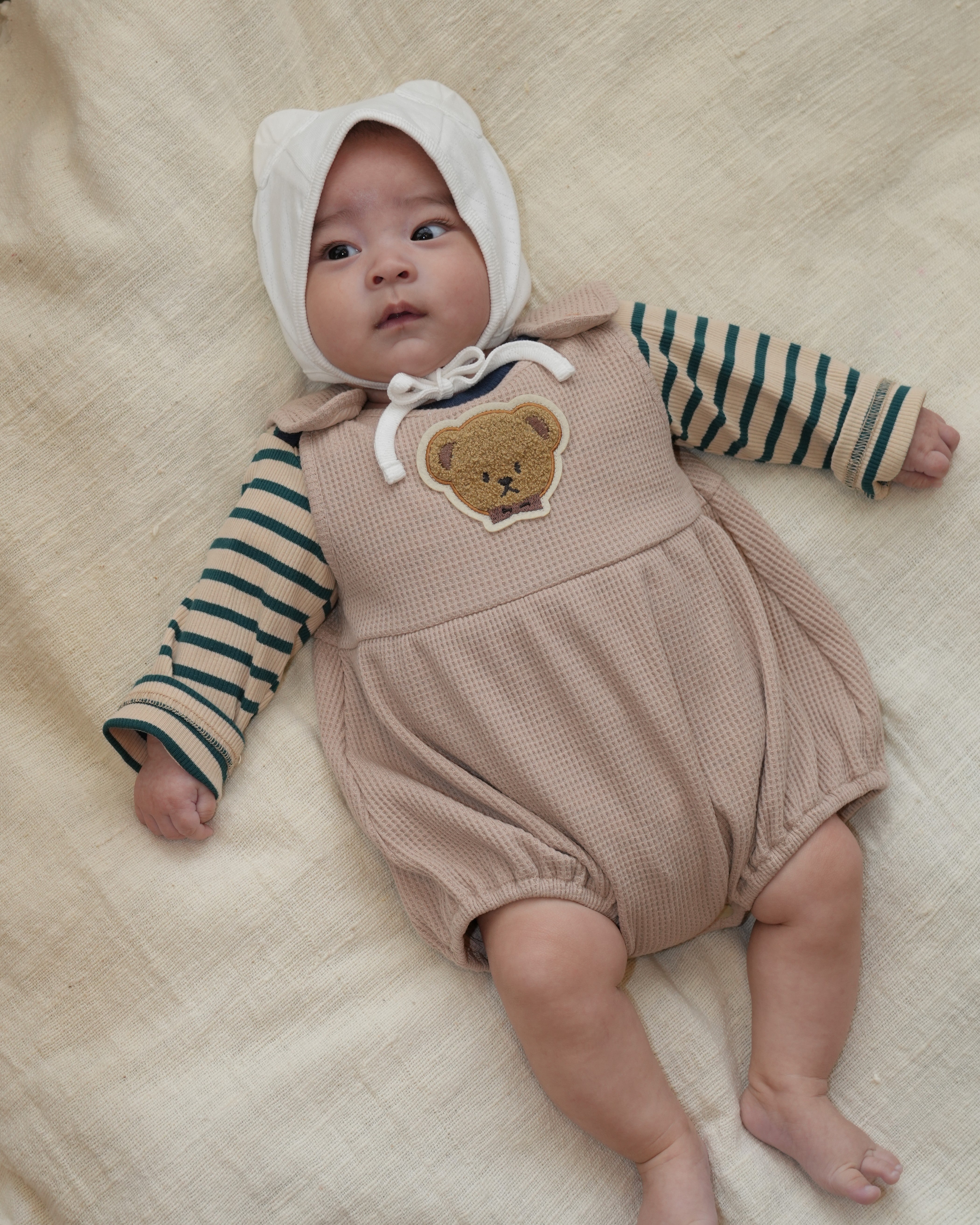 Eyelet Rib Cat Ear Bonnet【110129】 (white)