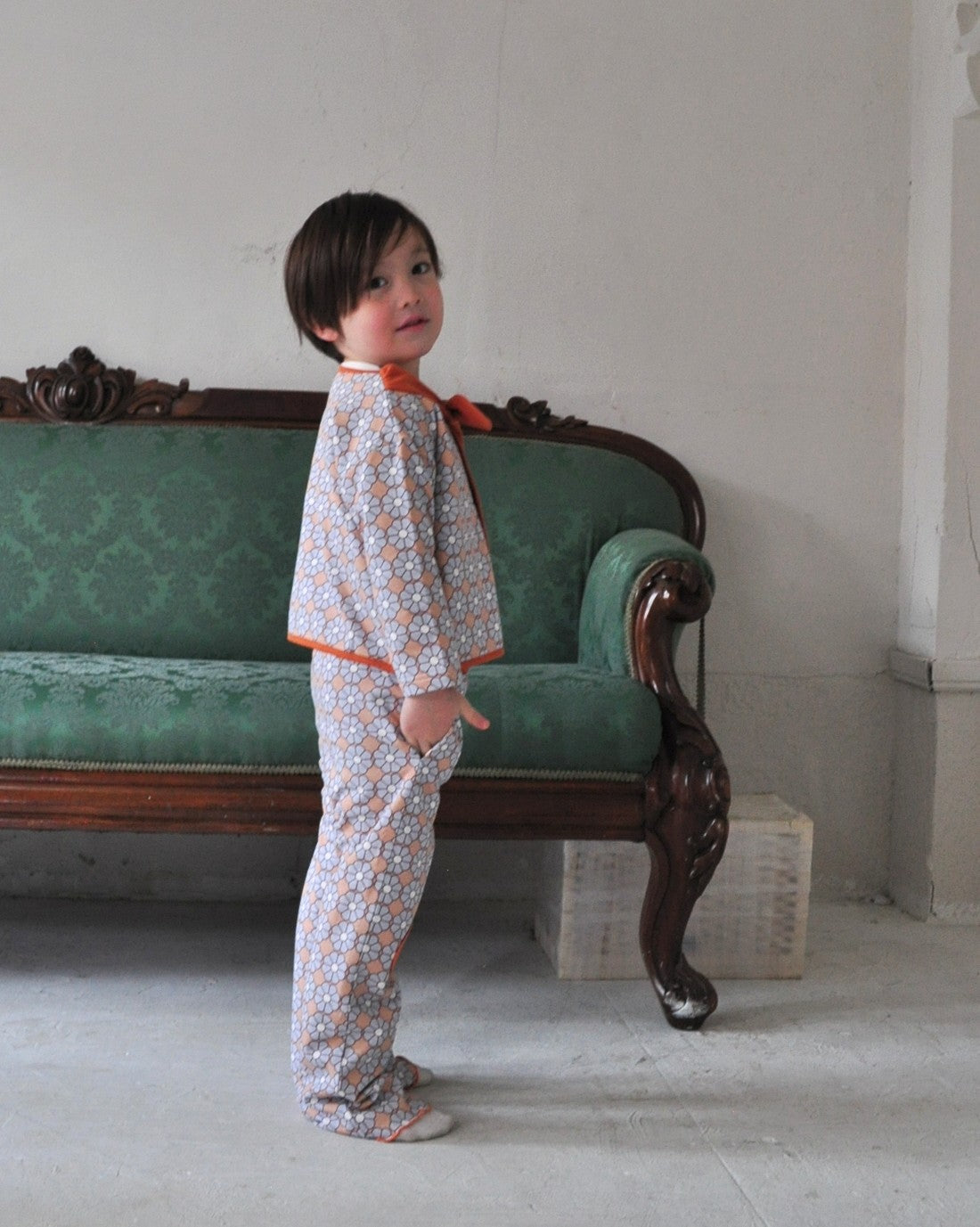 Retro Daisy Pattern Flared Pants【110120】（BROWN）