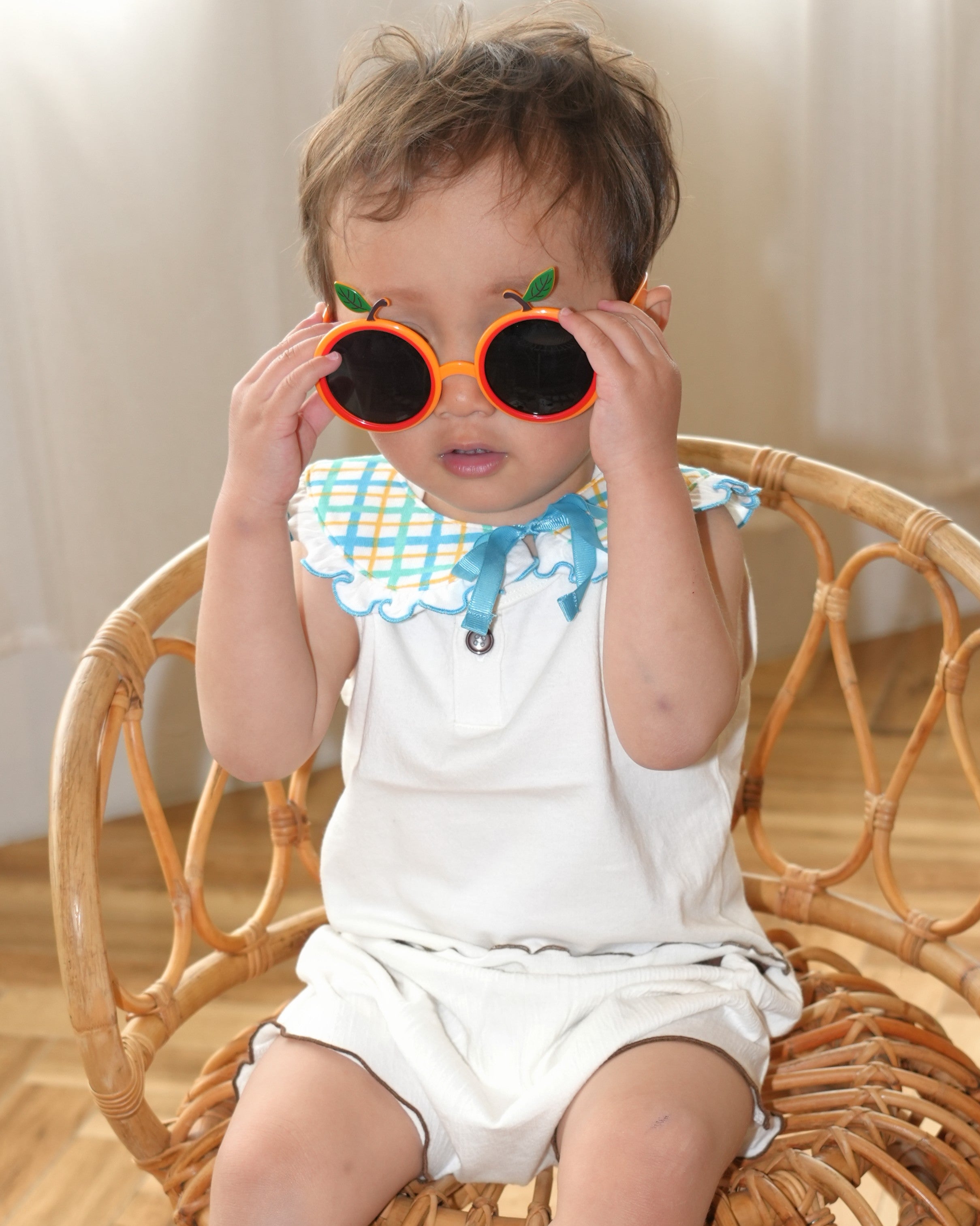 Hand Drawn Check Ruffle Detachable Collar 【110235】 (Blue)