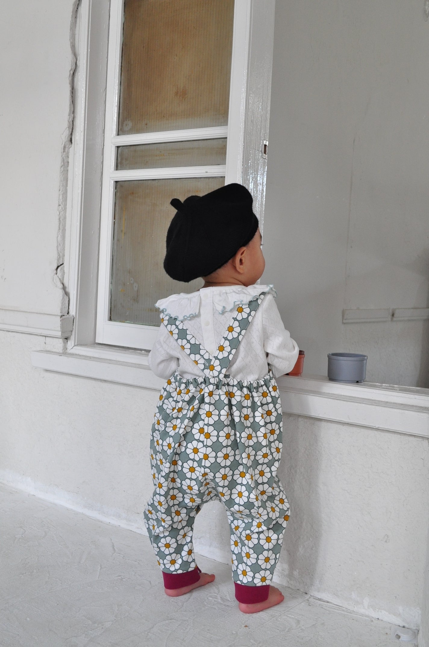 Retro Daisy Pattern Salopette【110117】（GREEN）