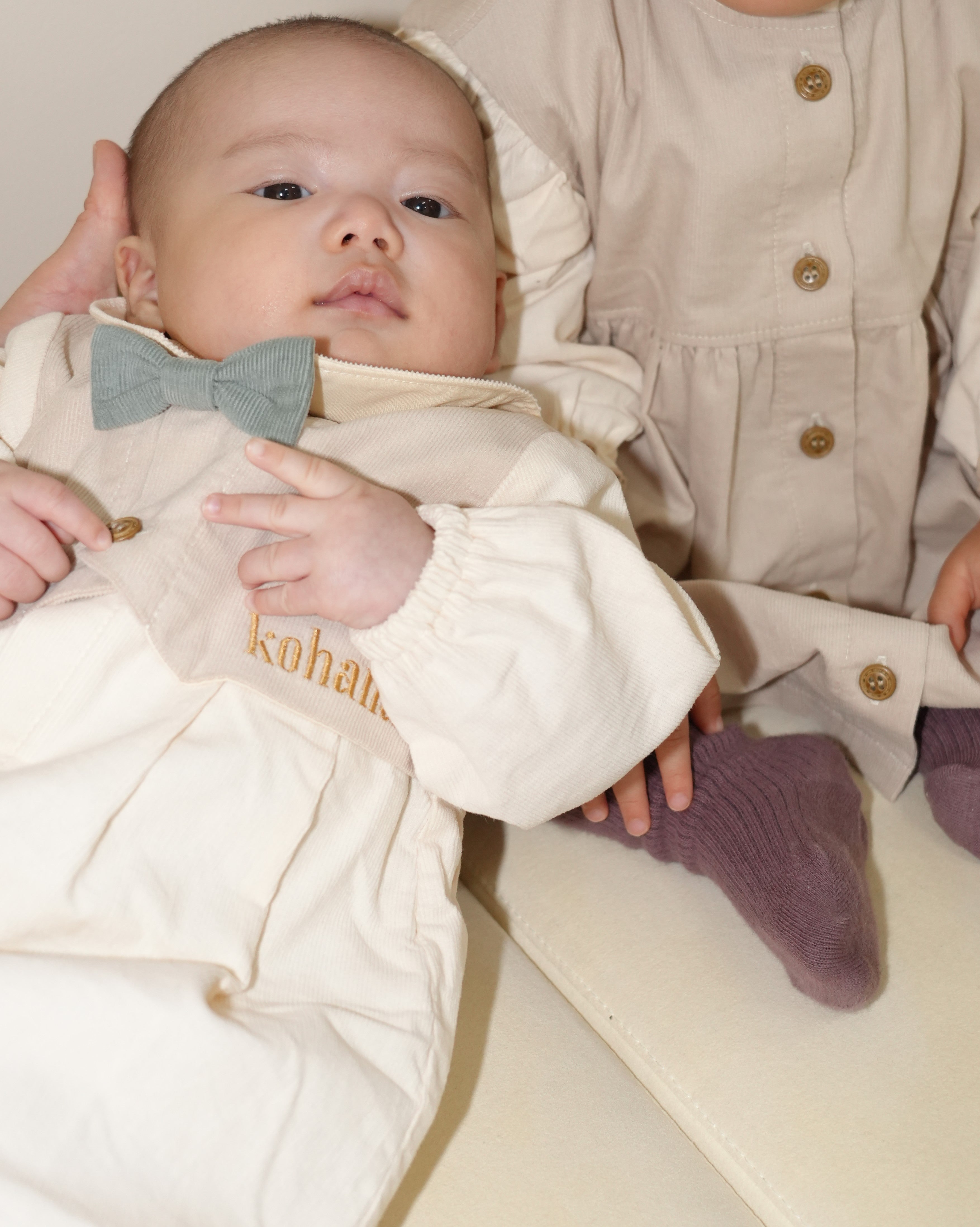 Bow Tie Layered Vest Shirt Corduroy Ceremony Dress【110410】