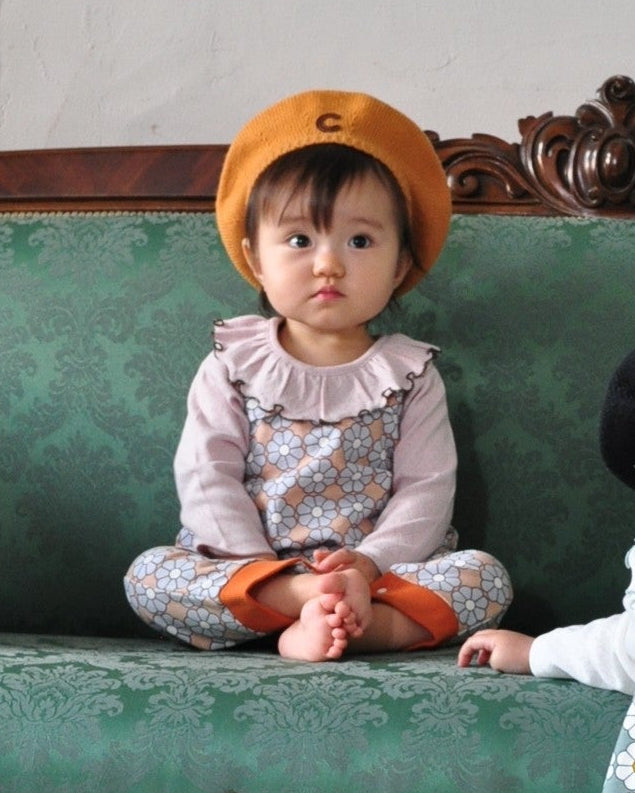 Retro Daisy Pattern Salopette【110117】（BROWN）