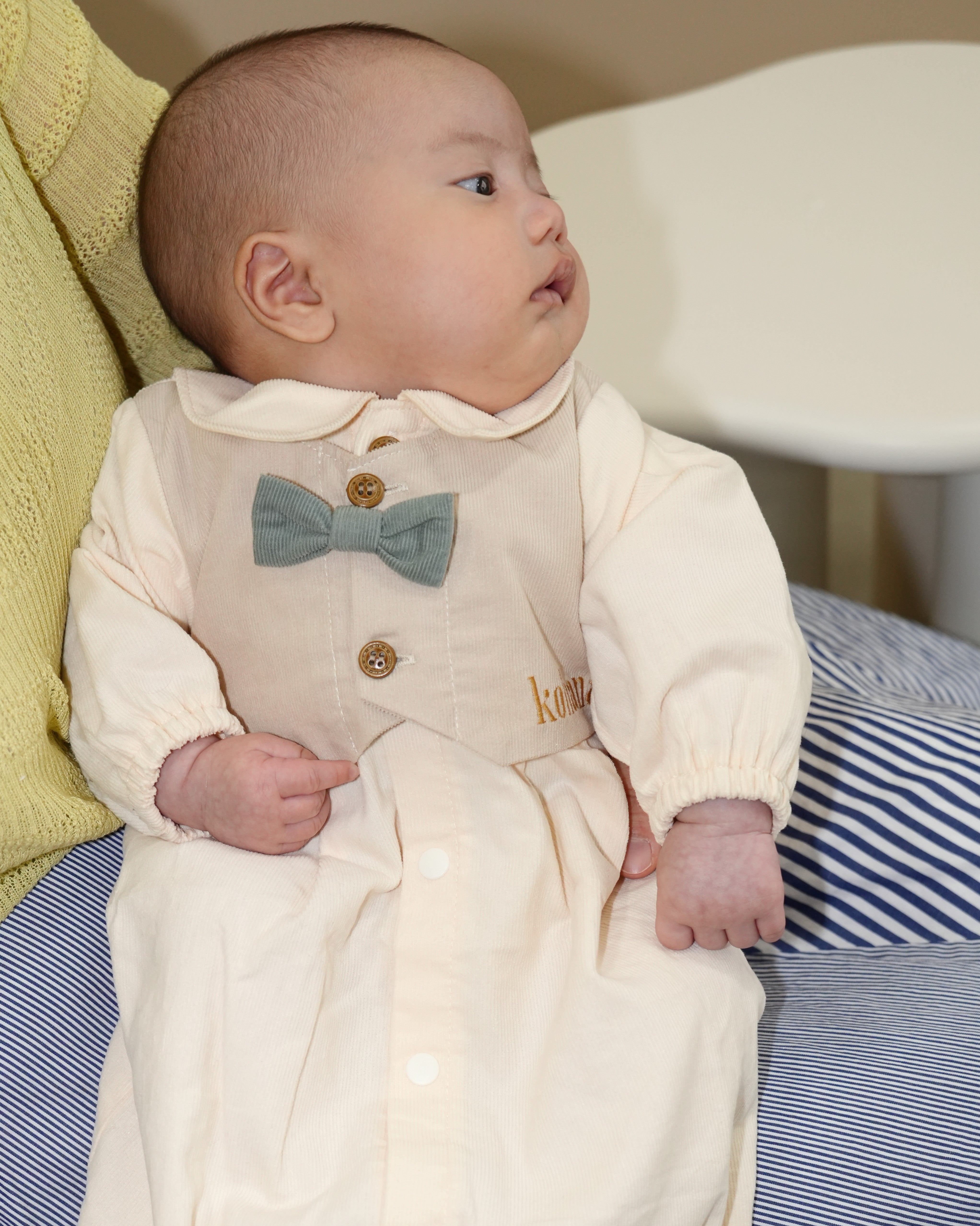 Bow Tie Layered Vest Shirt Corduroy Ceremony Dress【110410】
