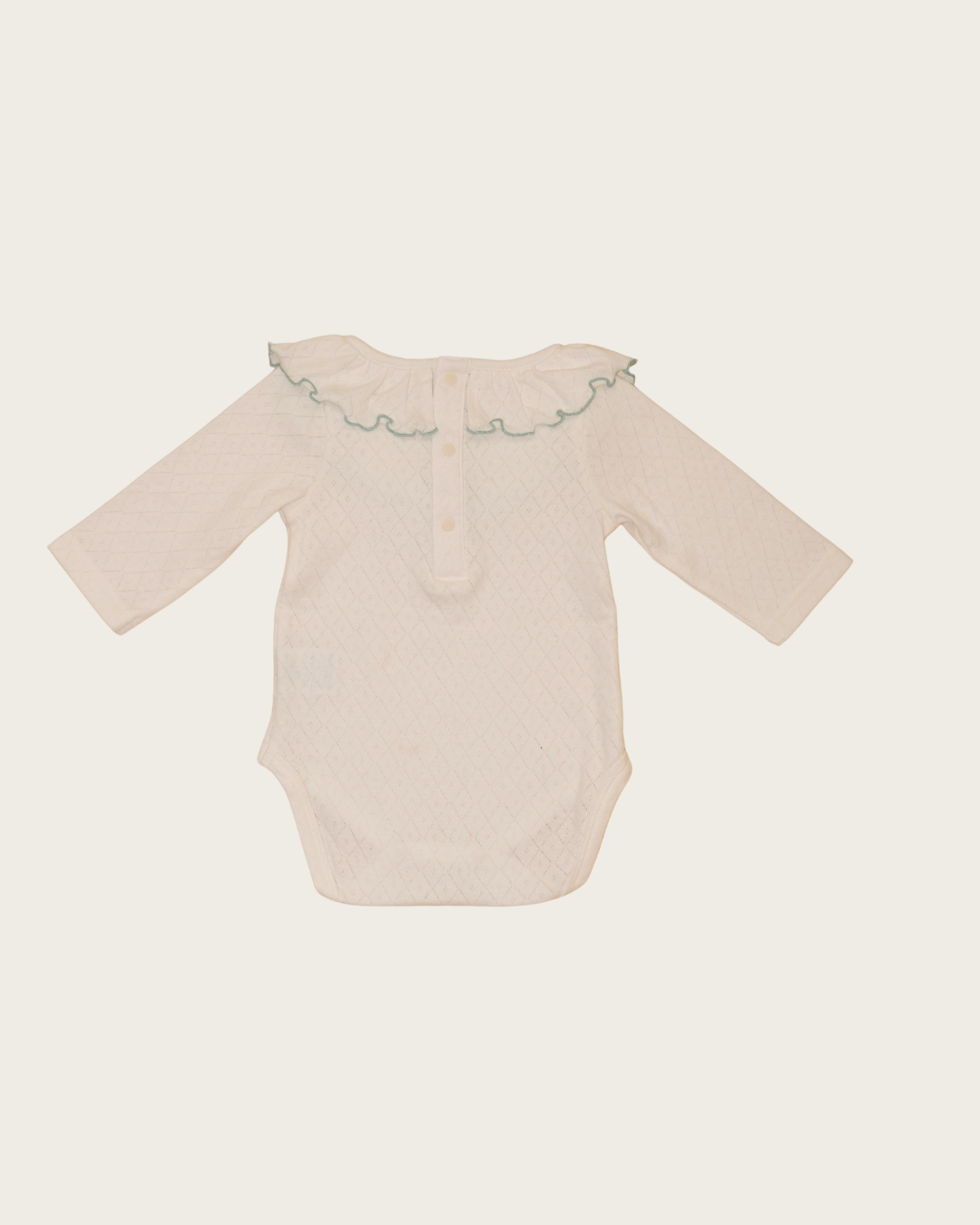 Frill Colour Eyelet Fraise Rompers【110053】（white）