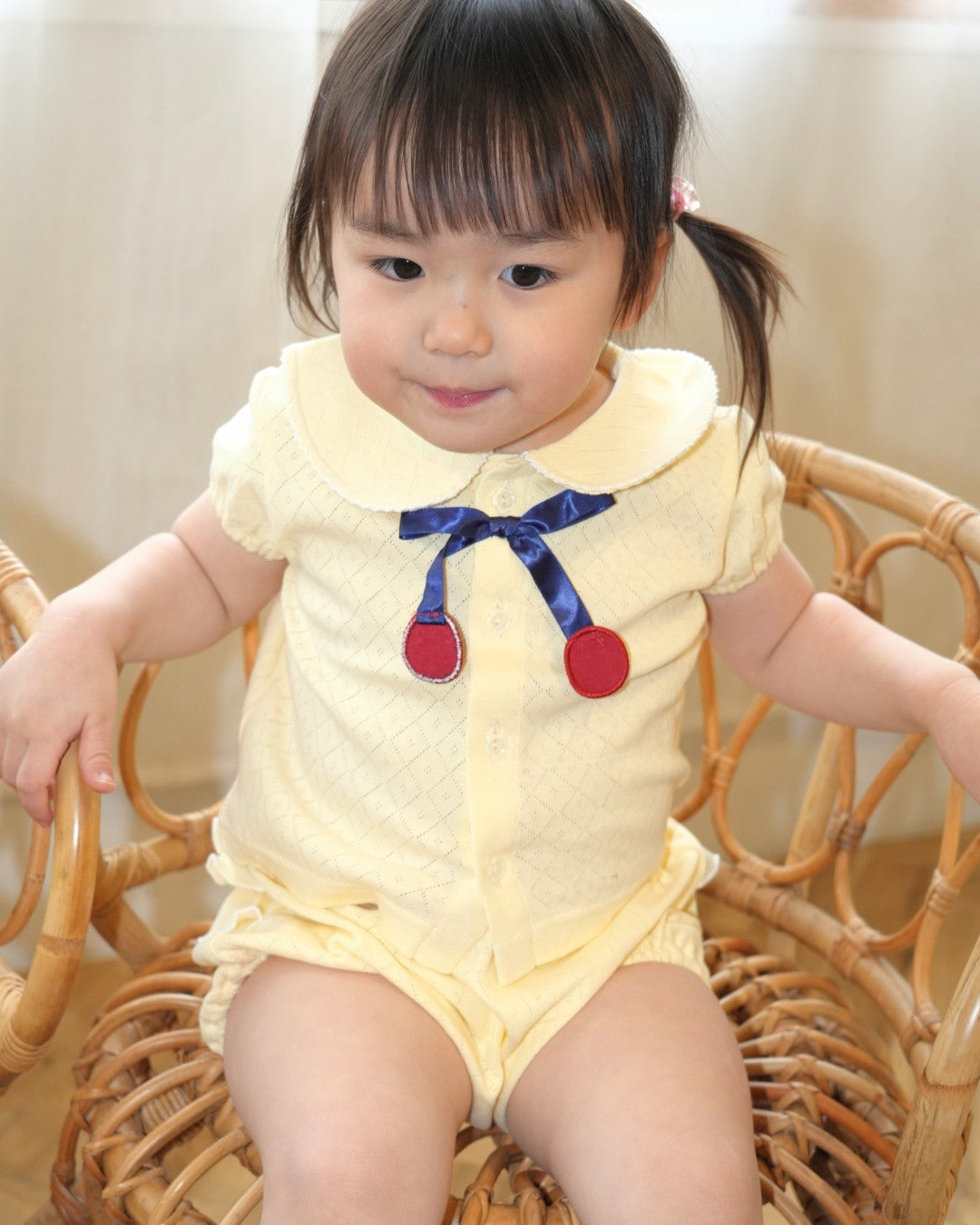 Cherry Motif Eyelet Rib Set up【110240】 (Yellow)