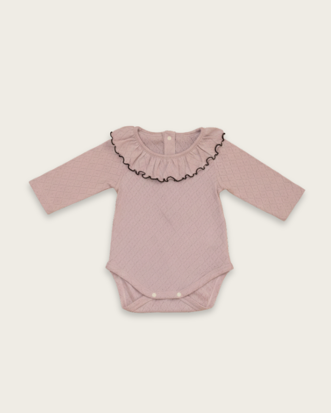 Frill Colour Eyelet Fraise Rompers【110053】（pink）