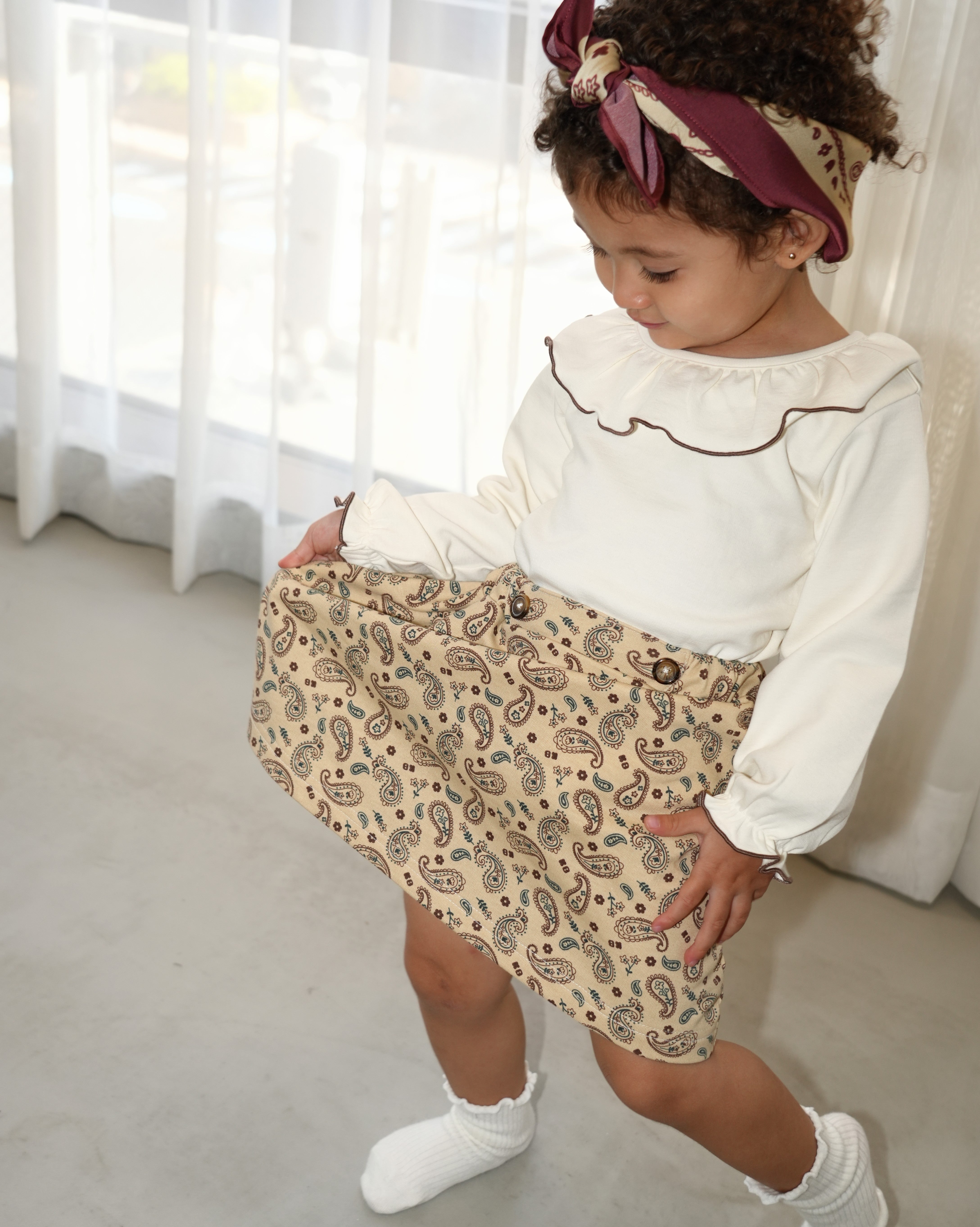 Floral Paisley Suspender Skirt【110339】