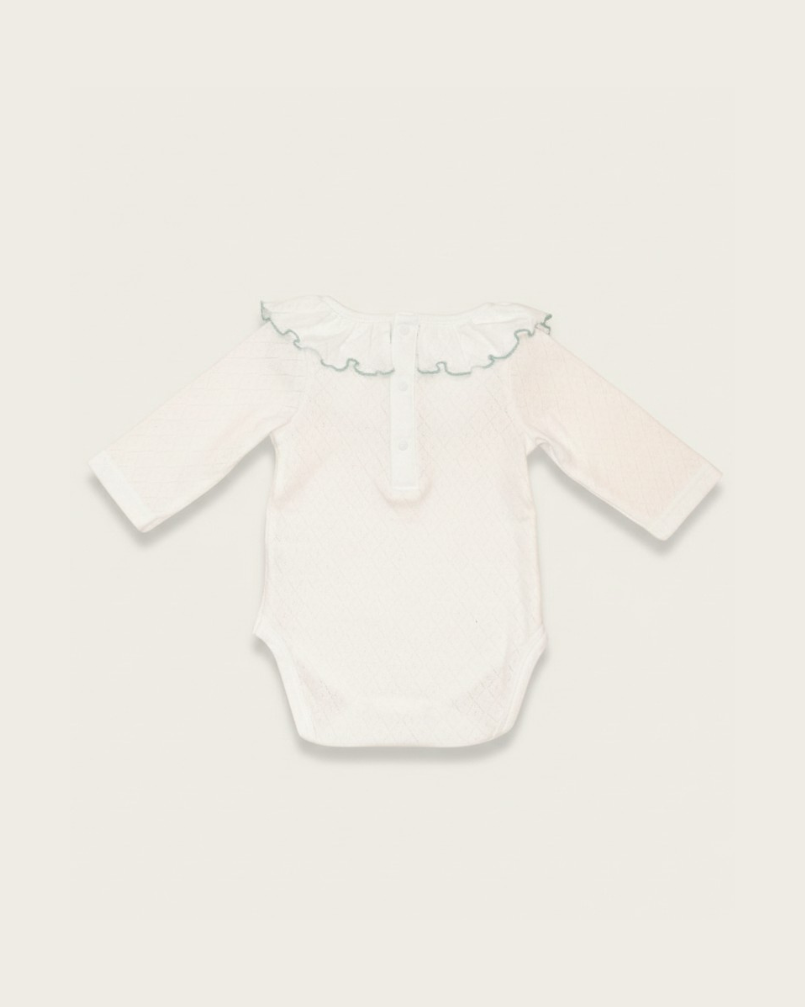 Frill Colour Eyelet Fraise Rompers【110053】（white）