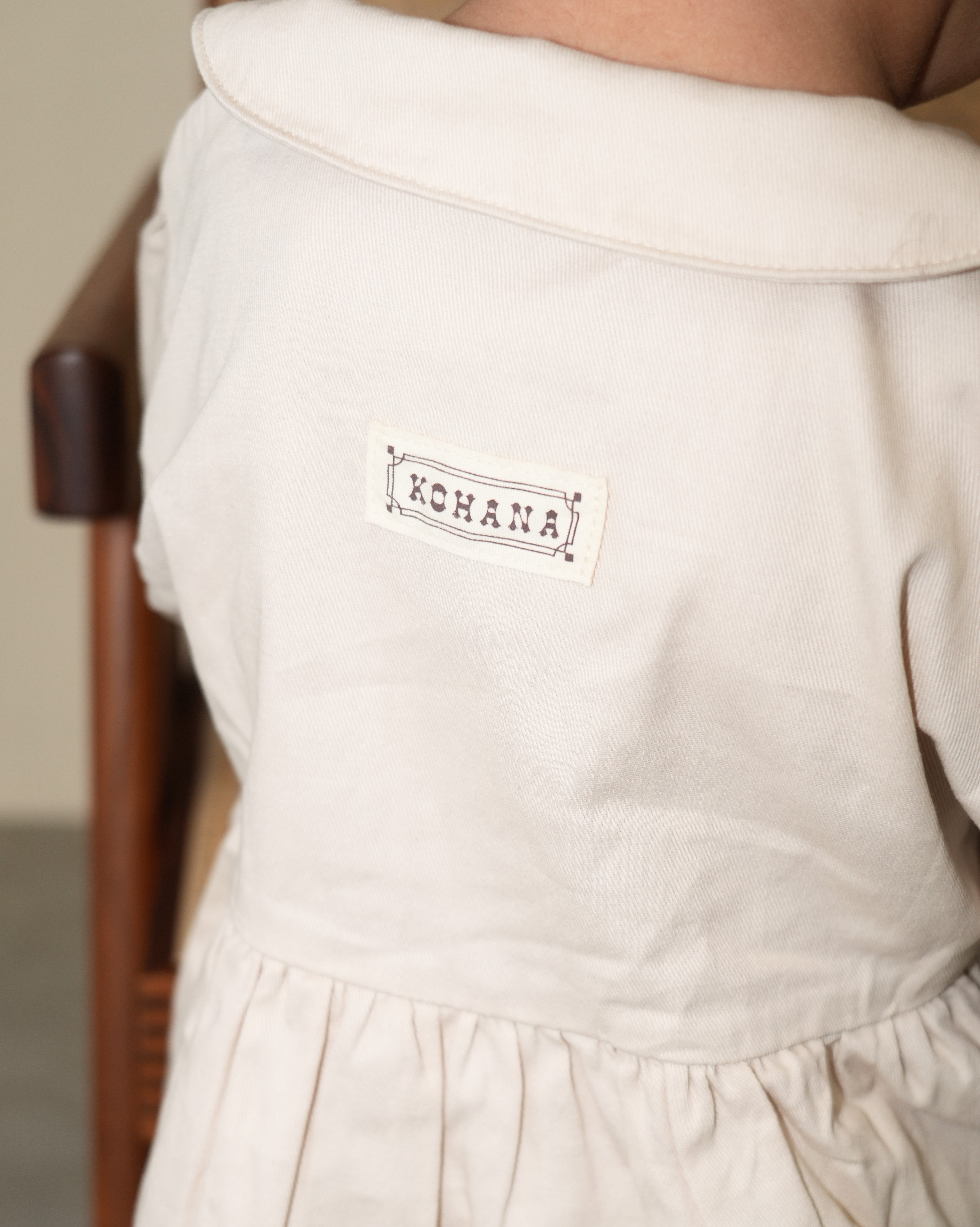 Embroidered Cotton Twill Peter Pan Collar Dress【110416】 (ivory)