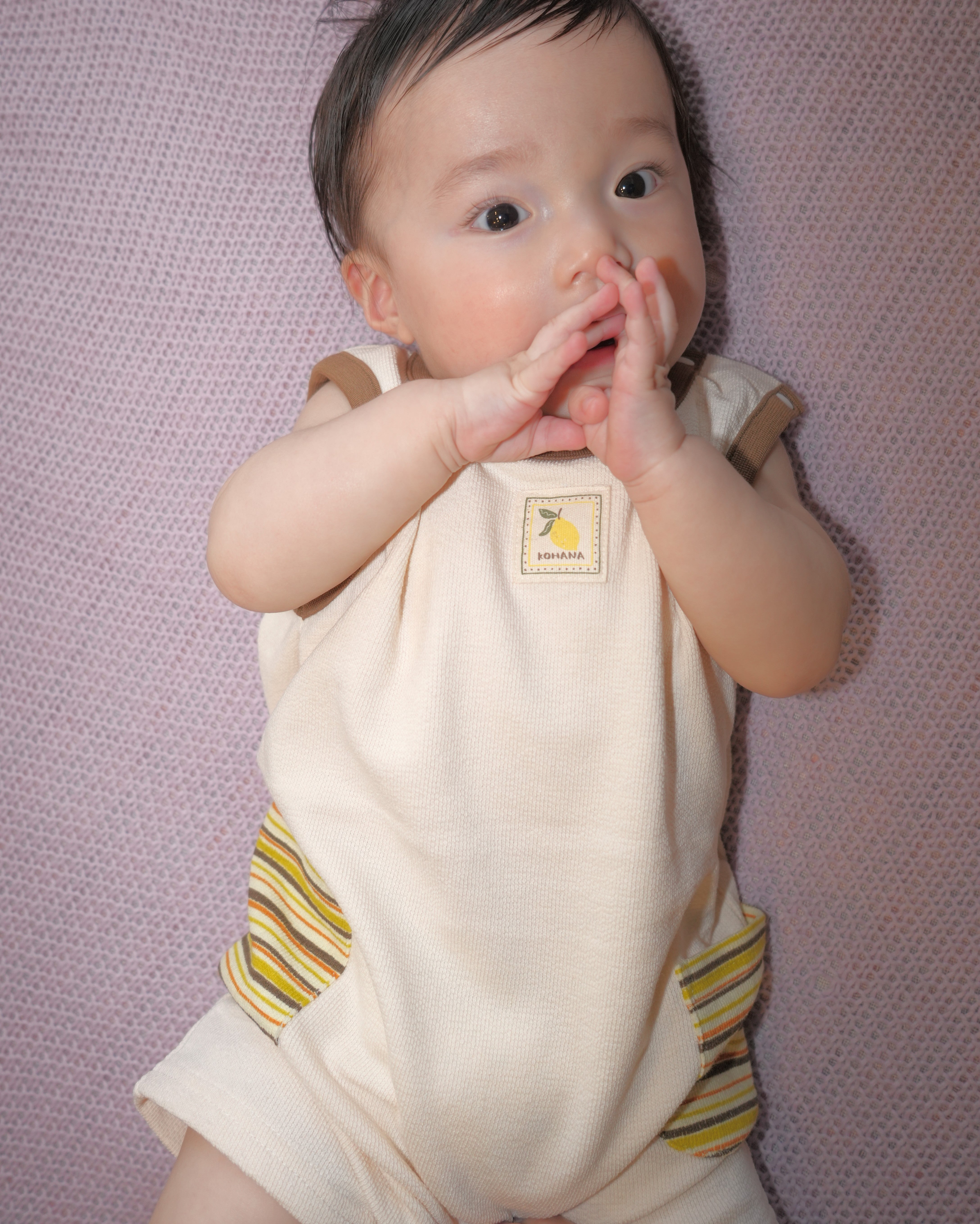 Lemon Striped Pocket Coverall【110229】