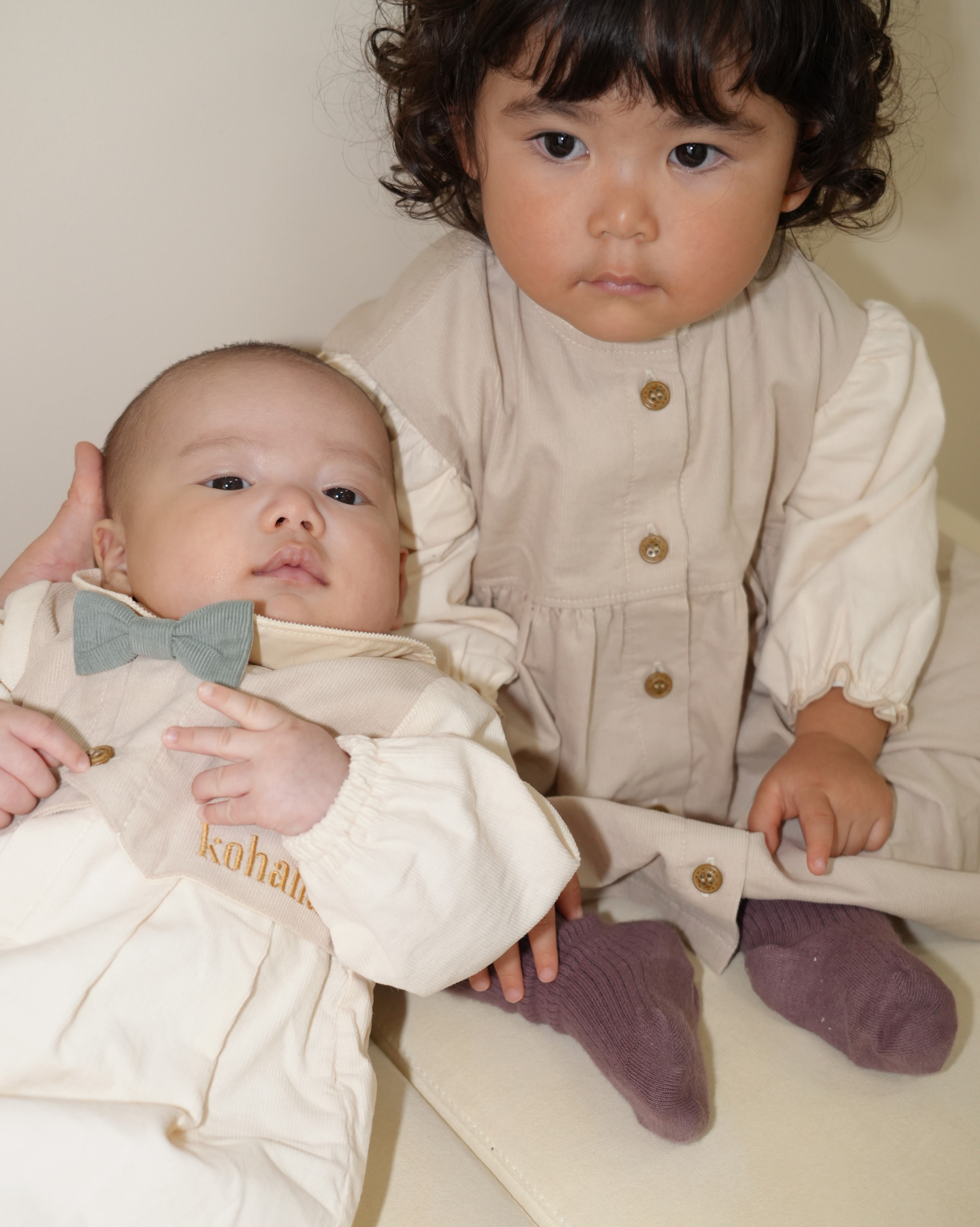 Bow Tie Layered Vest Shirt Corduroy Ceremony Dress【110410】