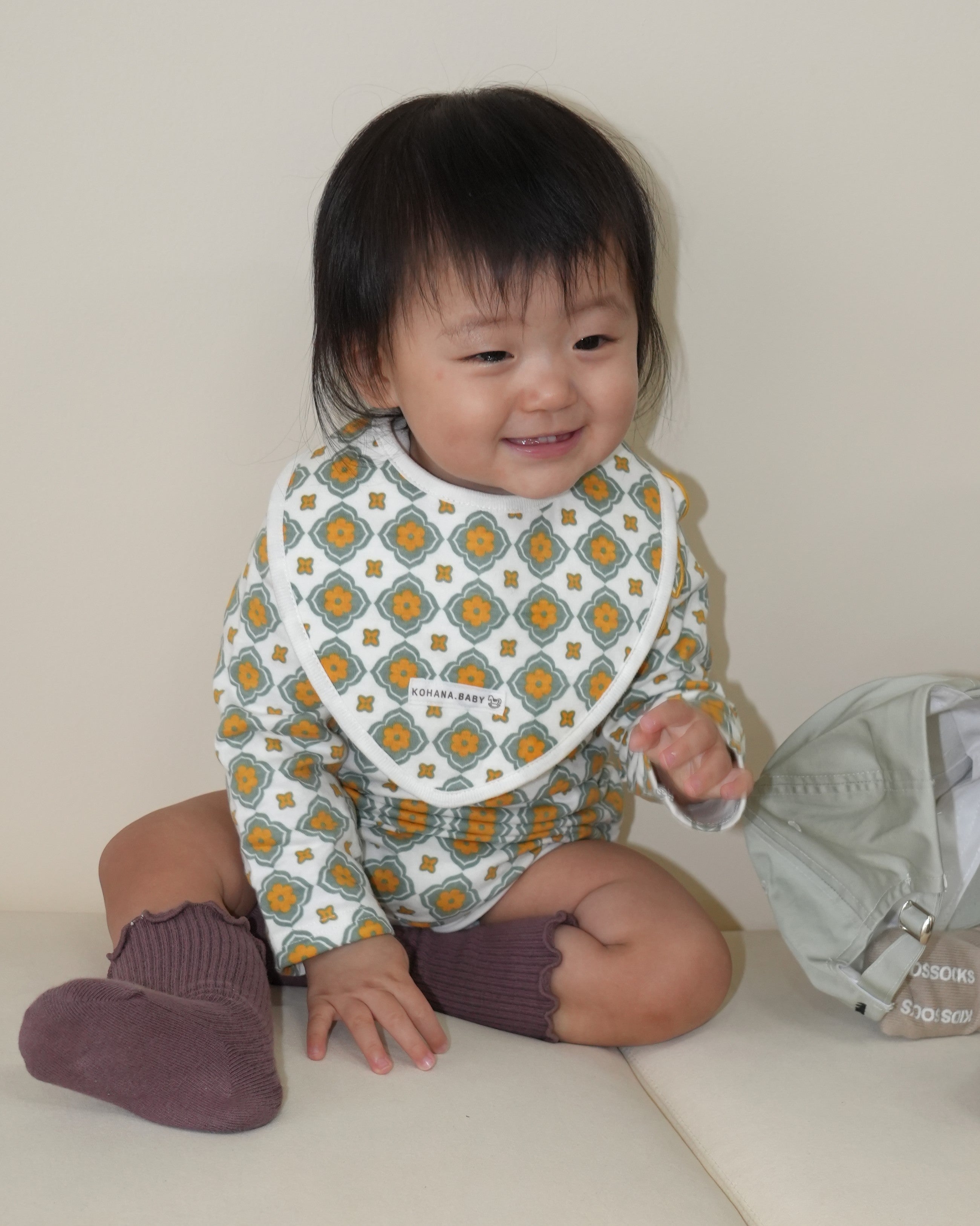 Vintage Tile Pattern Bib【110114】 (orange)