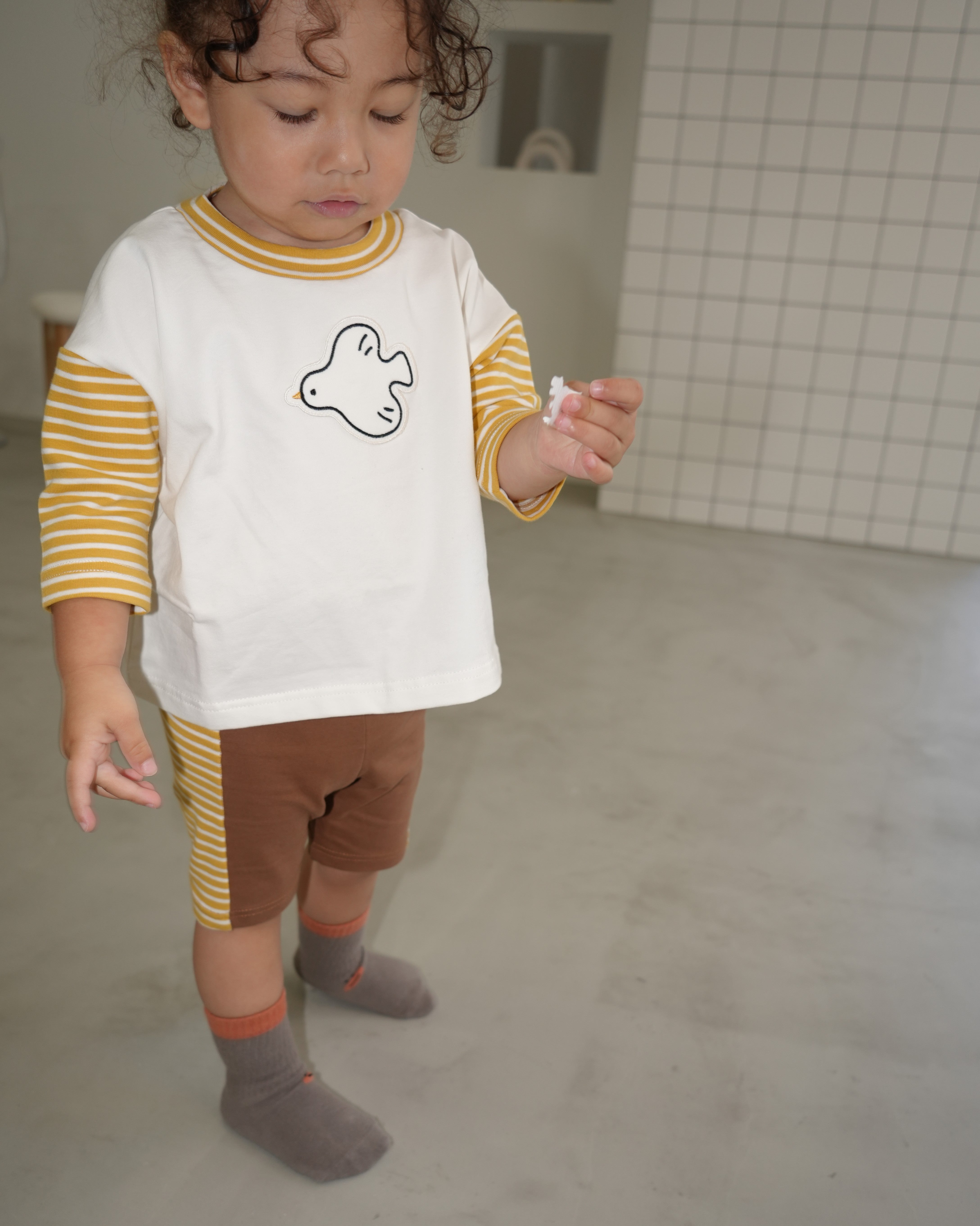 Animal Patch Border 3/4 Sleeve T-Shirt【110401】 (yellow)