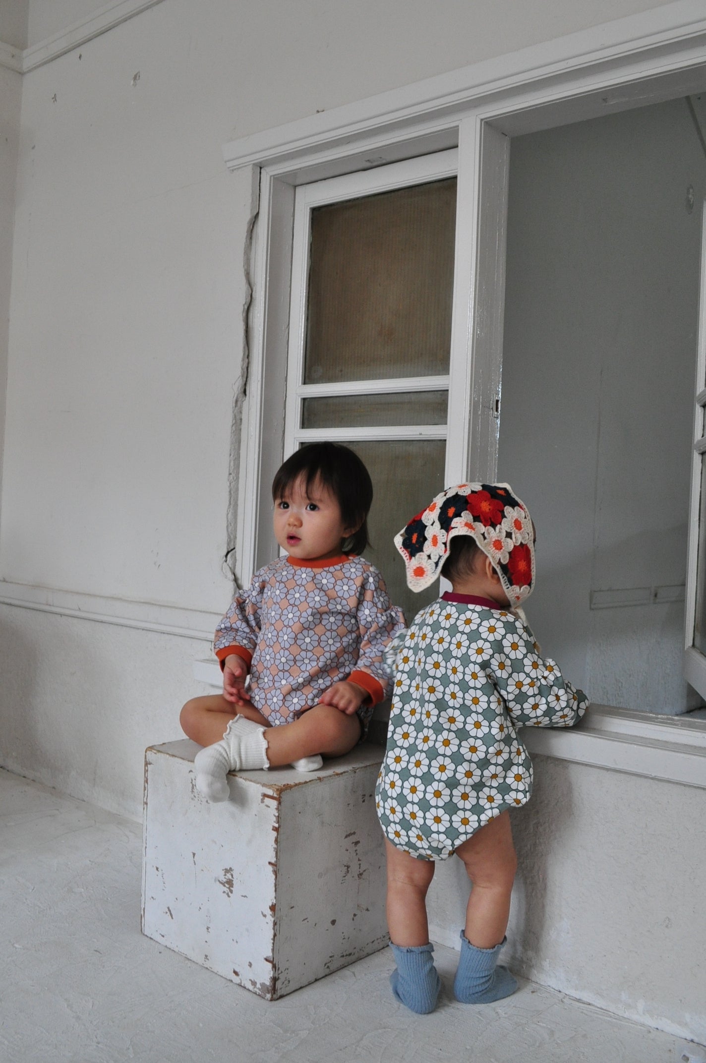 Retro Daisy Pattern Rompers【110116】 (GREEN)