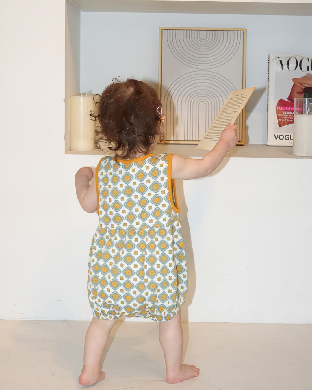 Vintage Tile Pattern Bloomer Salopette【110220】 (Mustard)