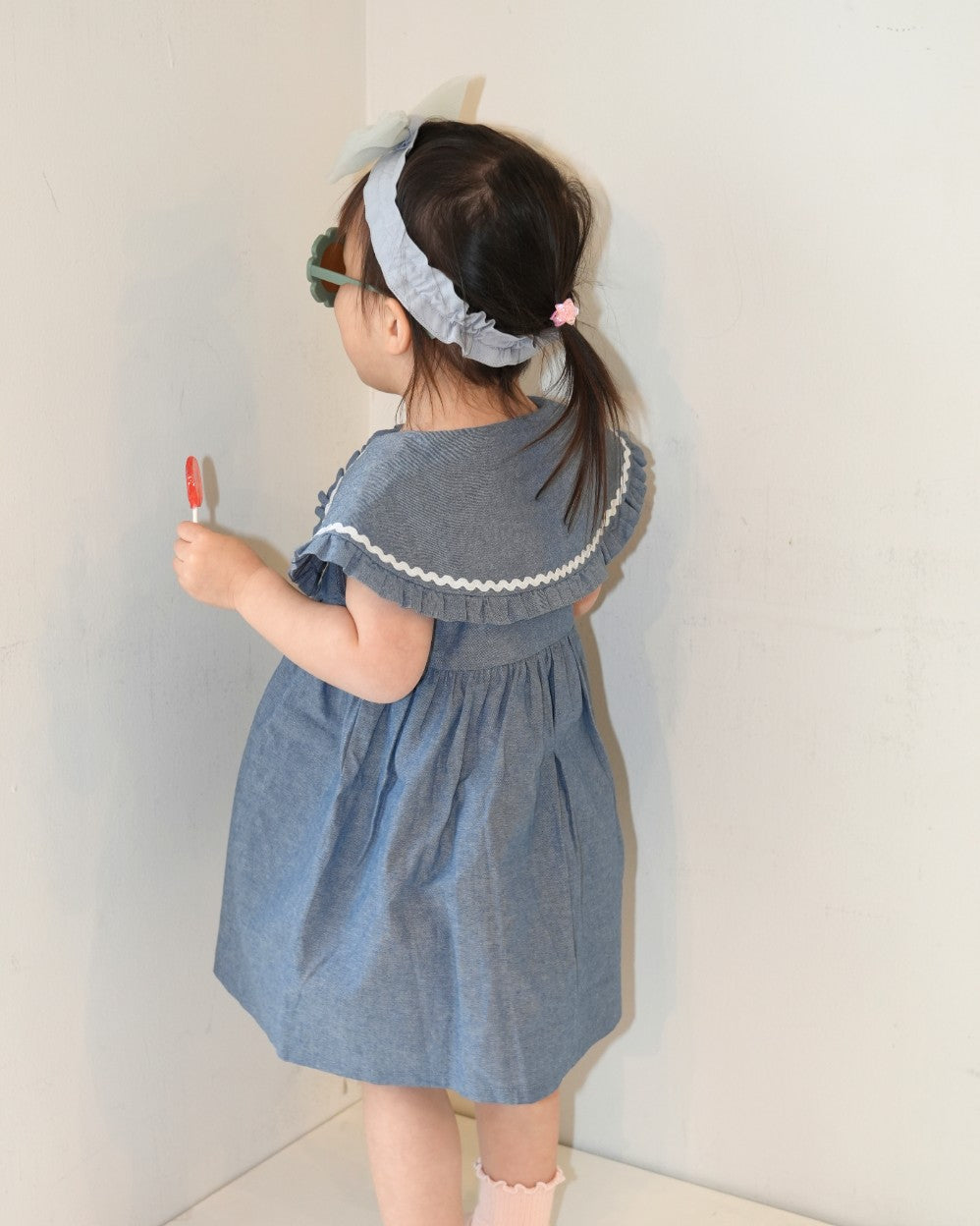 Dungaree Floral Ruffle Collar Dress【110260】