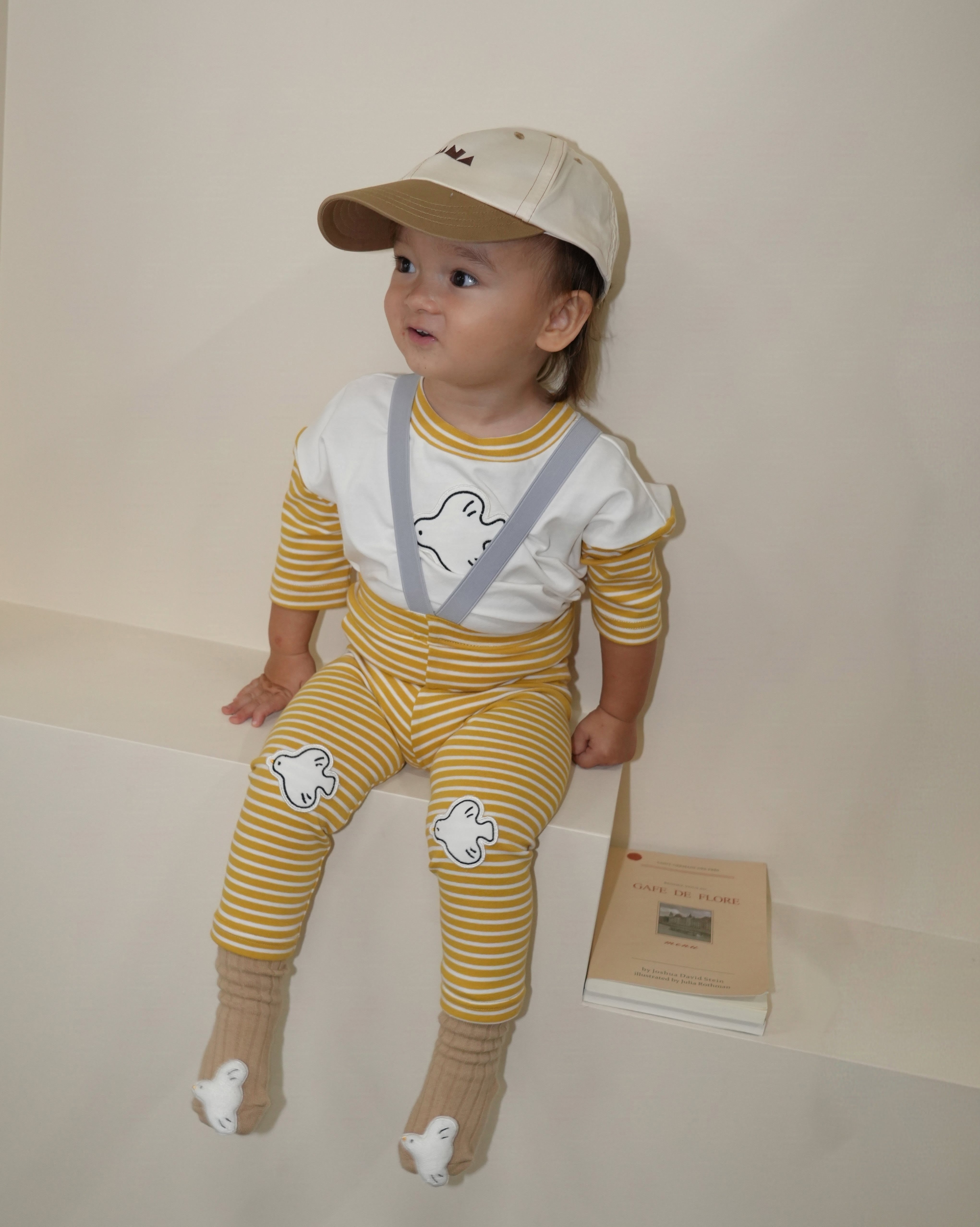 Animal Border Suspender Leggings【110400】 (yellow)