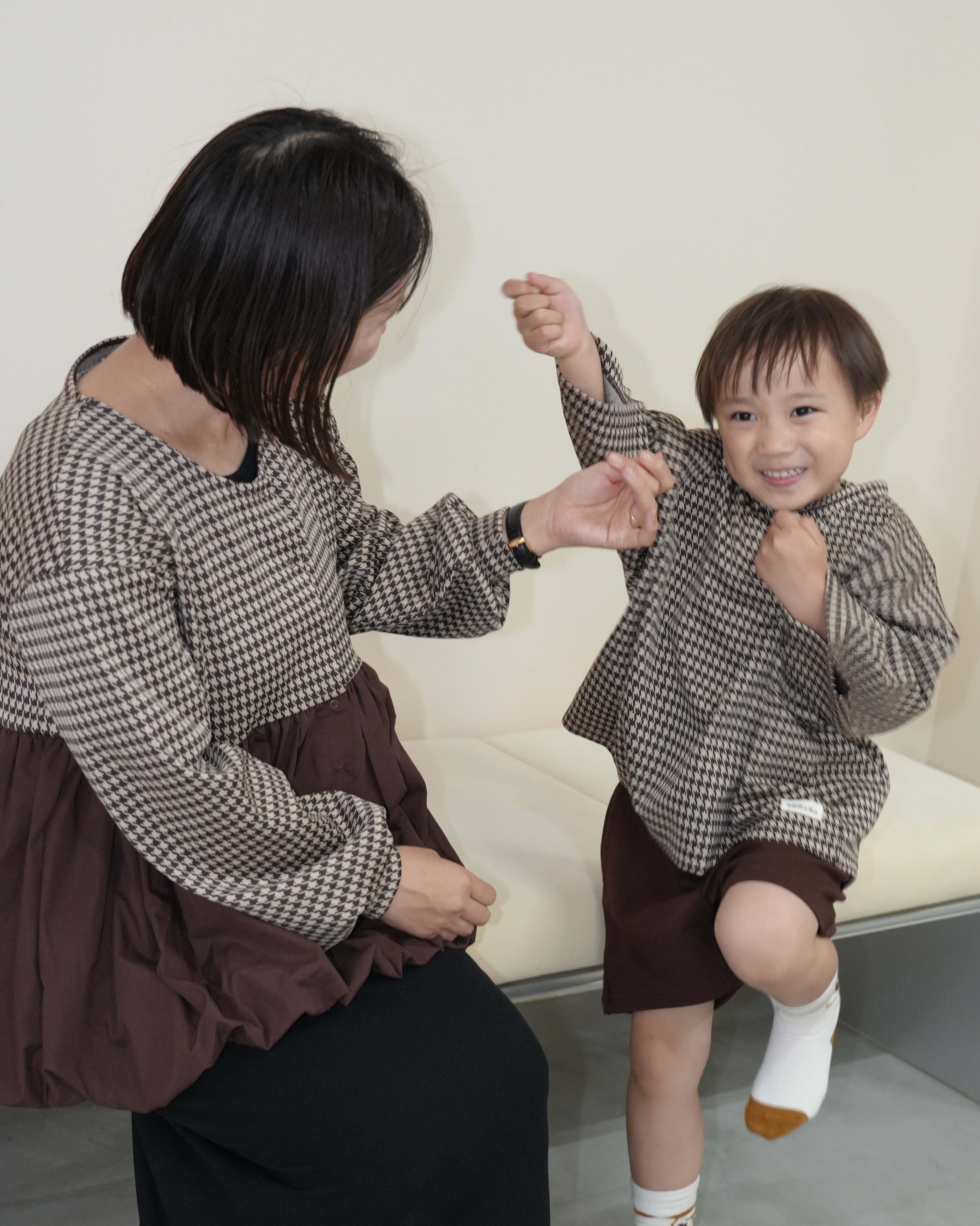 千鳥格紋氣球輪廓開襟衫【110423】(成人用)