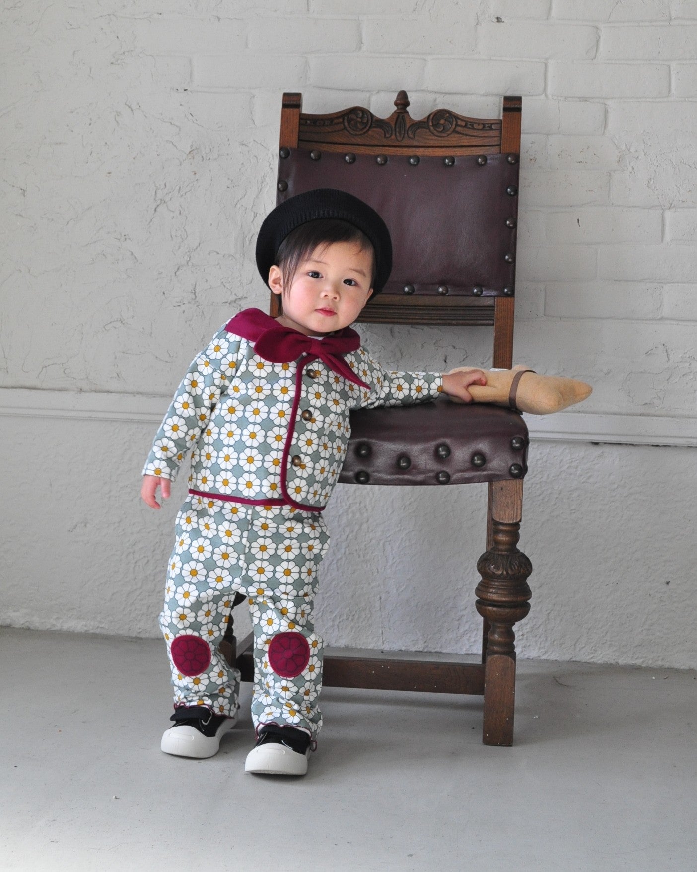 Retro Daisy Pattern Flared Pants【110120】（GREEN）