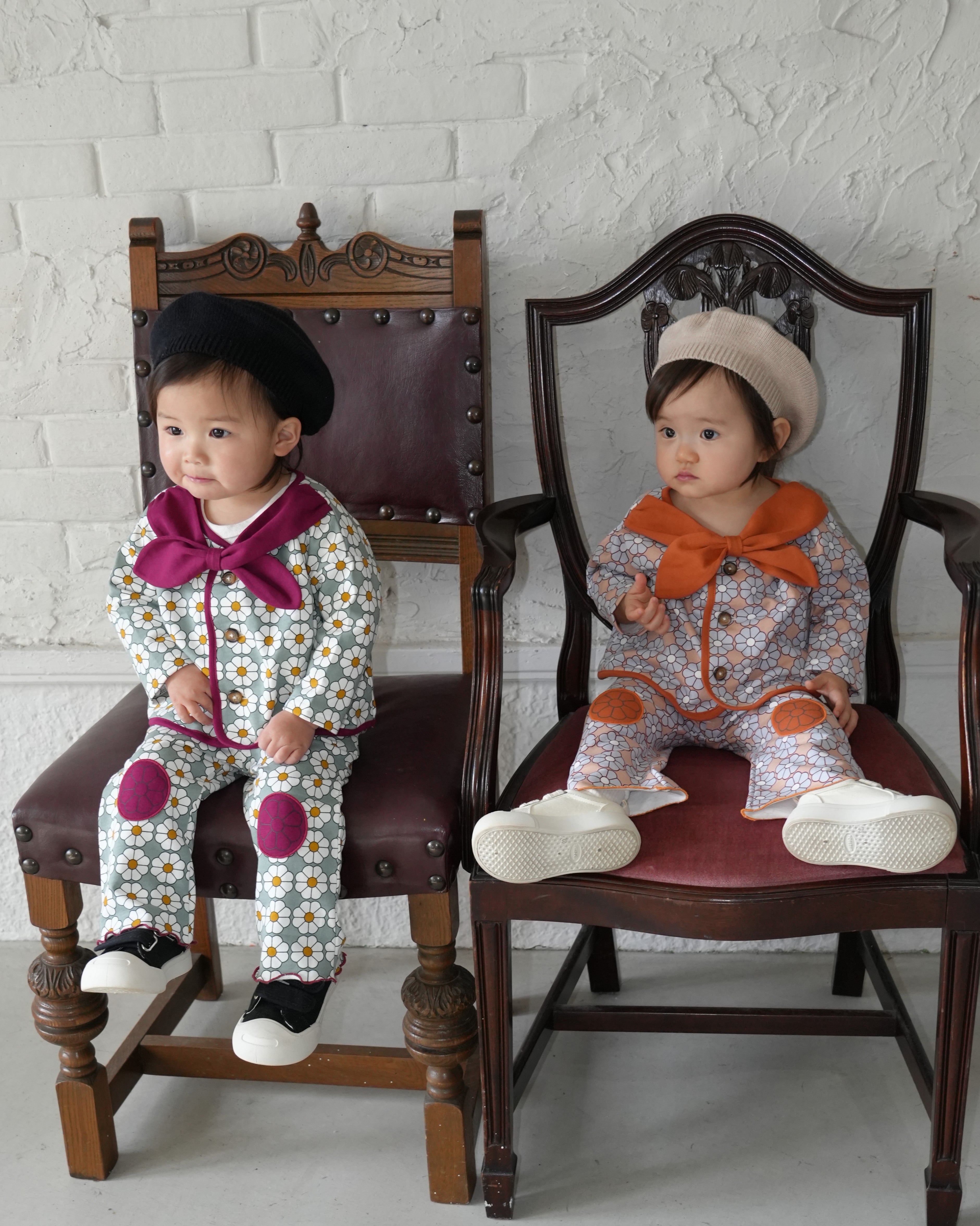 Retro Daisy Pattern Flared Pants【110120】（GREEN）