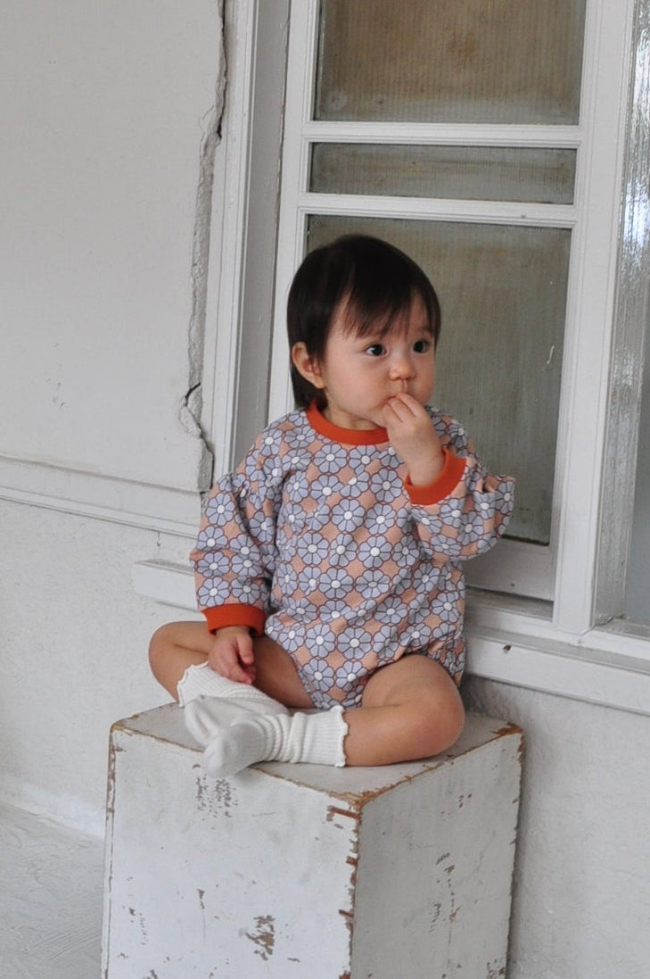 Retro Daisy Pattern Rompers【110116】(BROWN)
