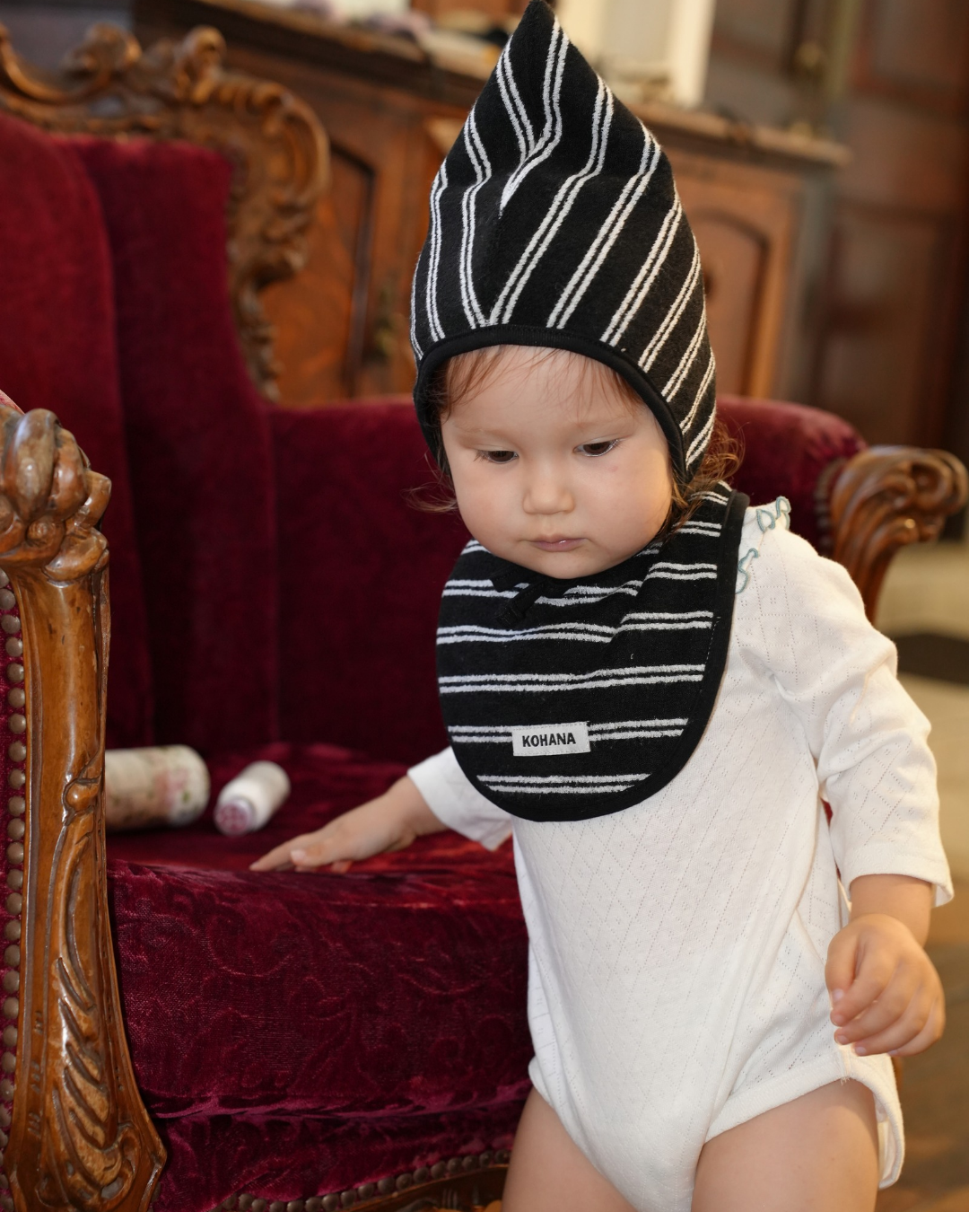 Daily soft border pile bonnet【110641】