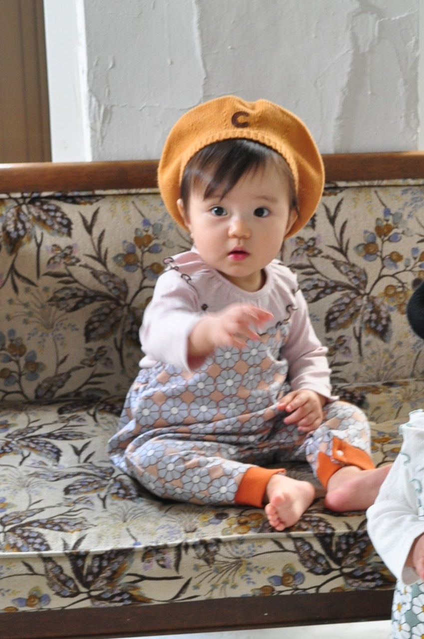 Retro Daisy Pattern Salopette【110117】（BROWN）