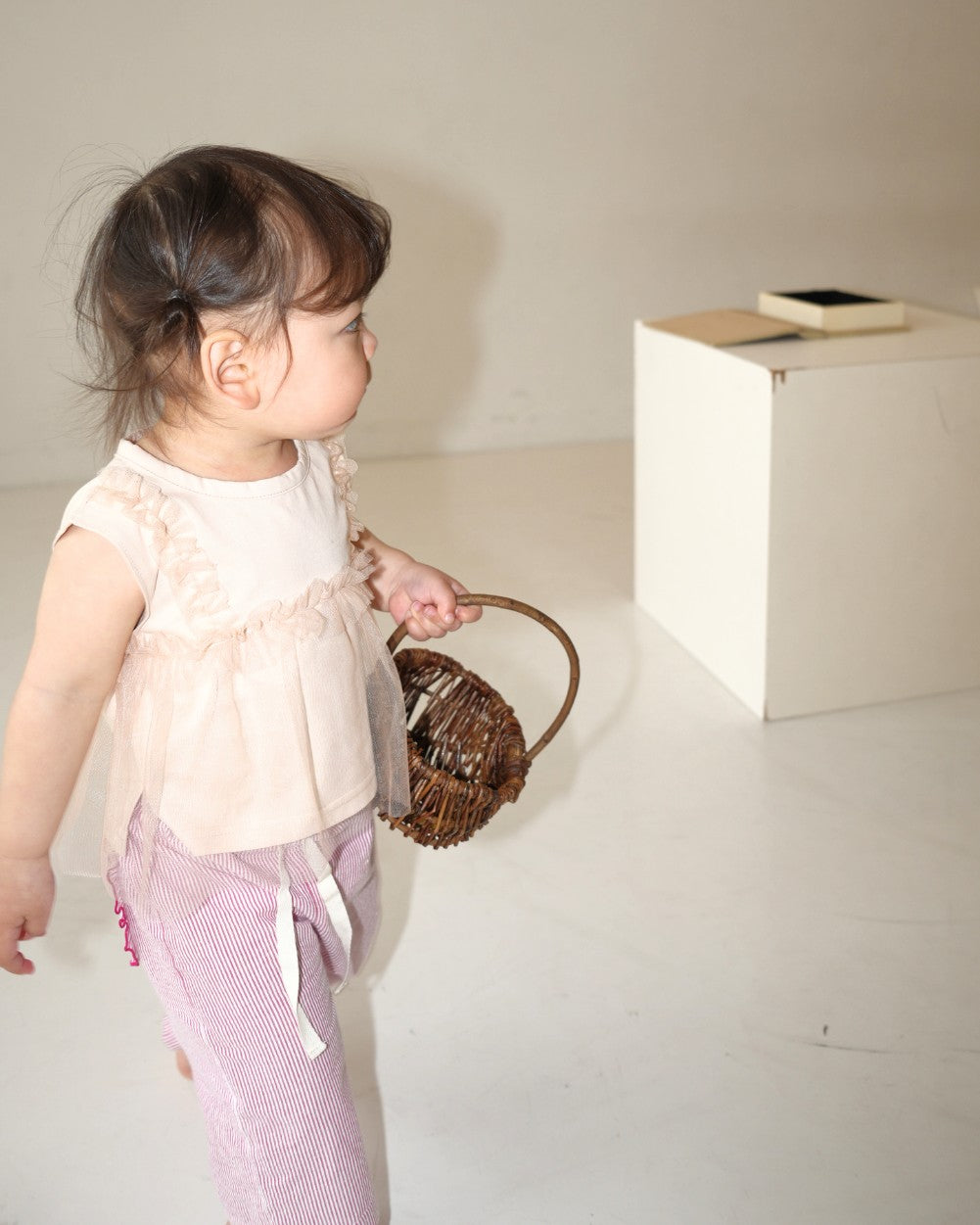 Sheer Tulle Ruffle Sleeveless Tops【110279】 (Pink)