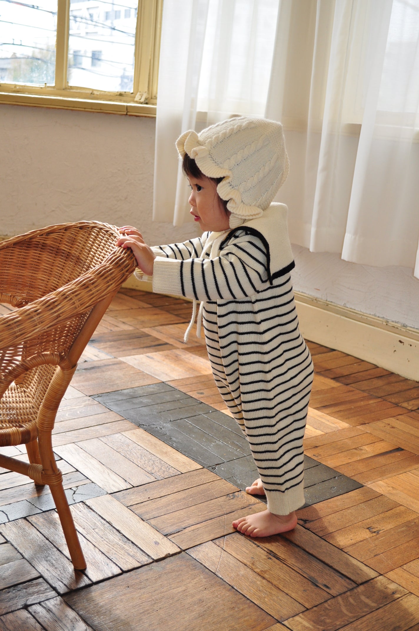 Sailor Collar Knit Cover All(border)