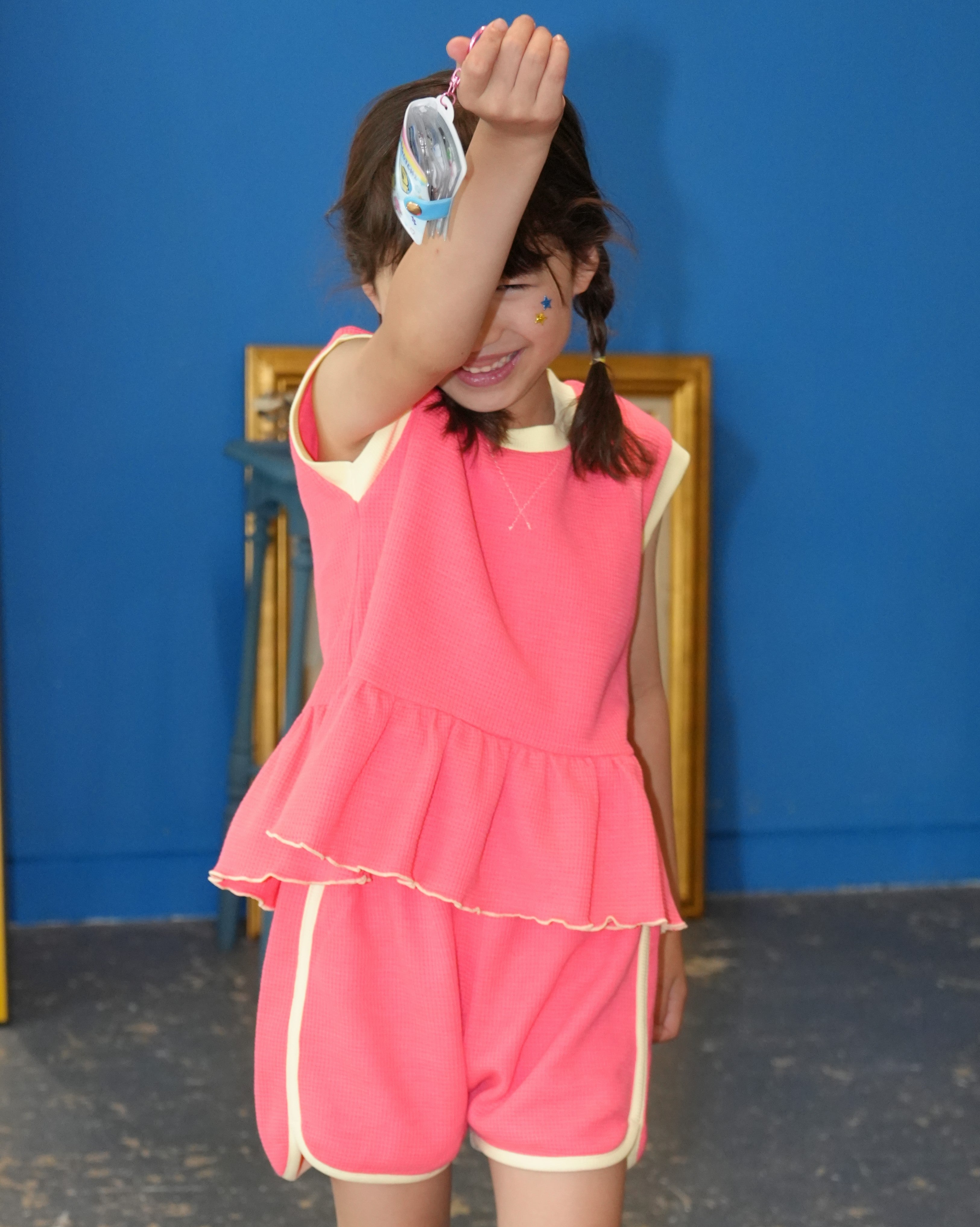 Neon Color Peplum Sleeveless Tops【150019】 (OR)