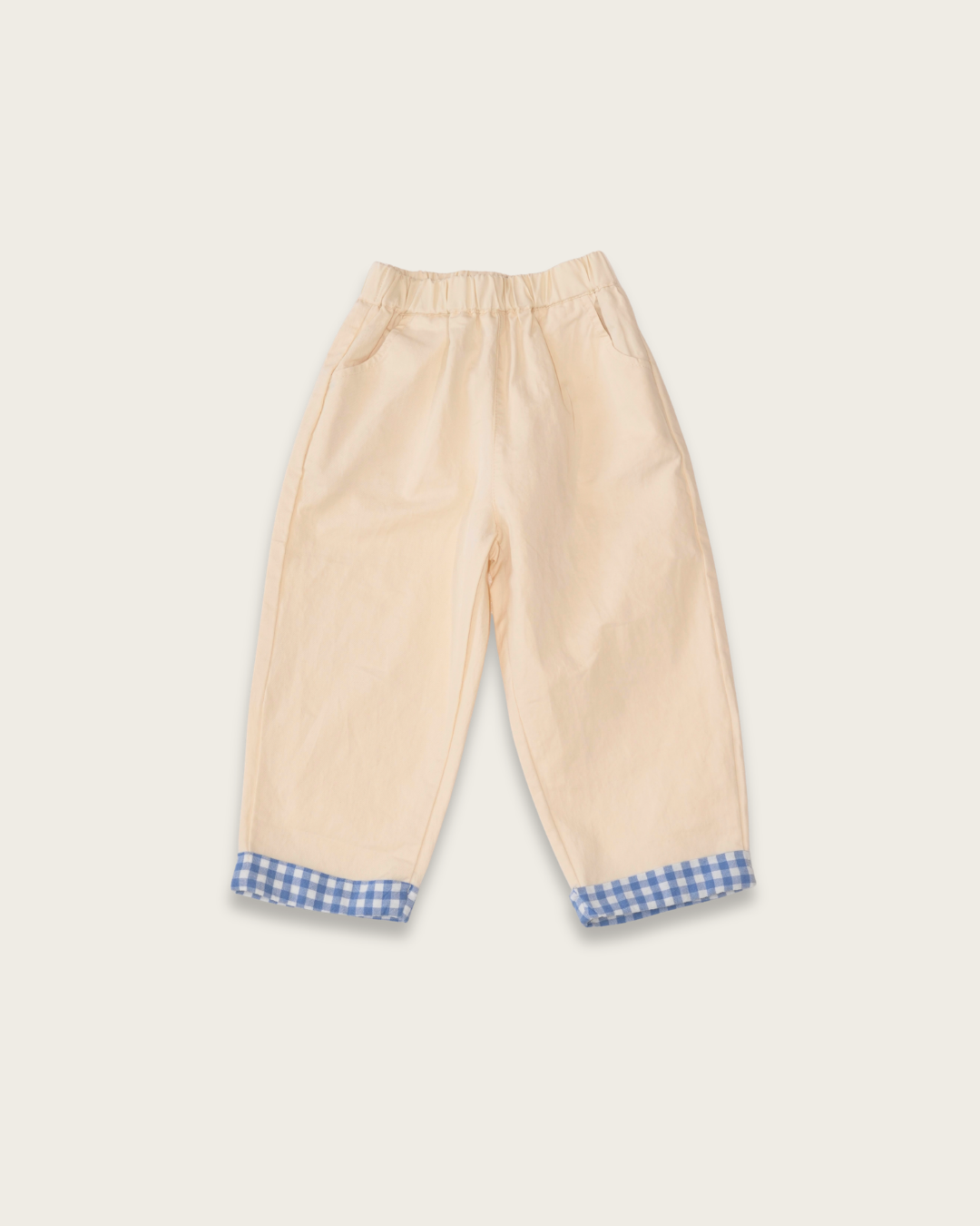 Blue Check Shirt & White Pants Set【K287】