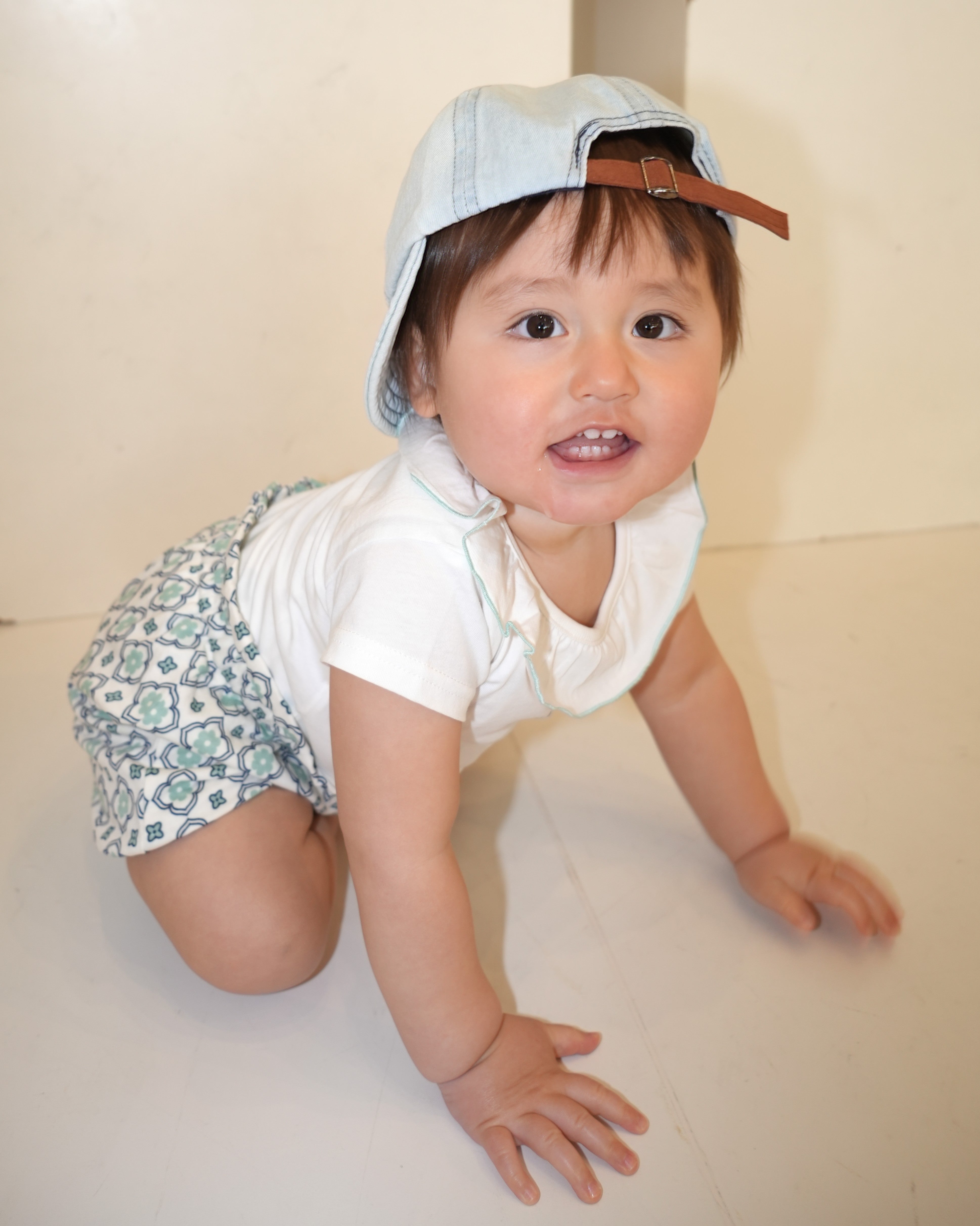 Vintage Tile Ruffle Collar T-Shirt Set【110223】 (Green)