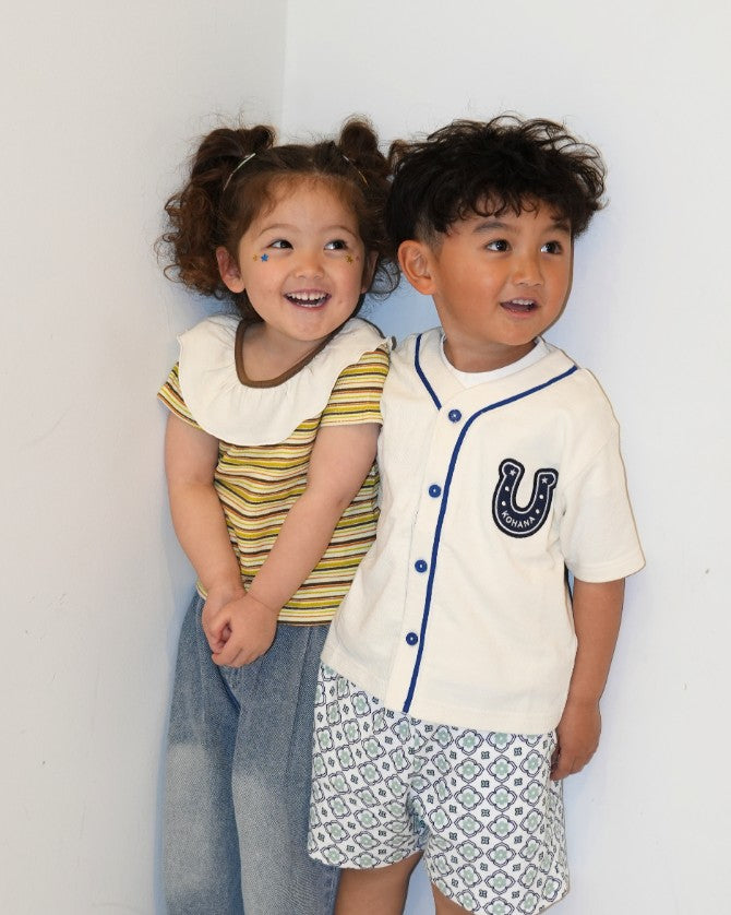 Frill Collar Multi-Stripe Tops【110252】 (Border)