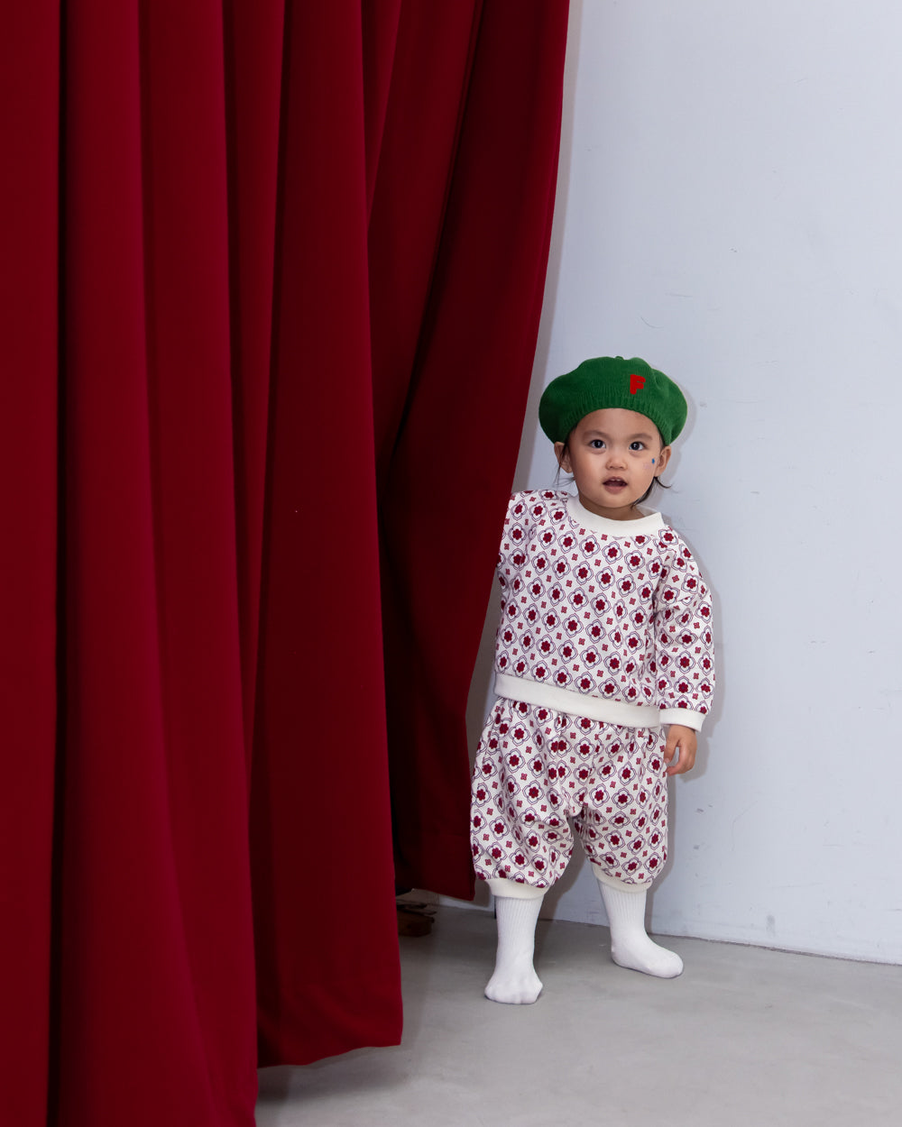 (Pre-order) Vintage Tile Pattern Pants [110096] (Red) 