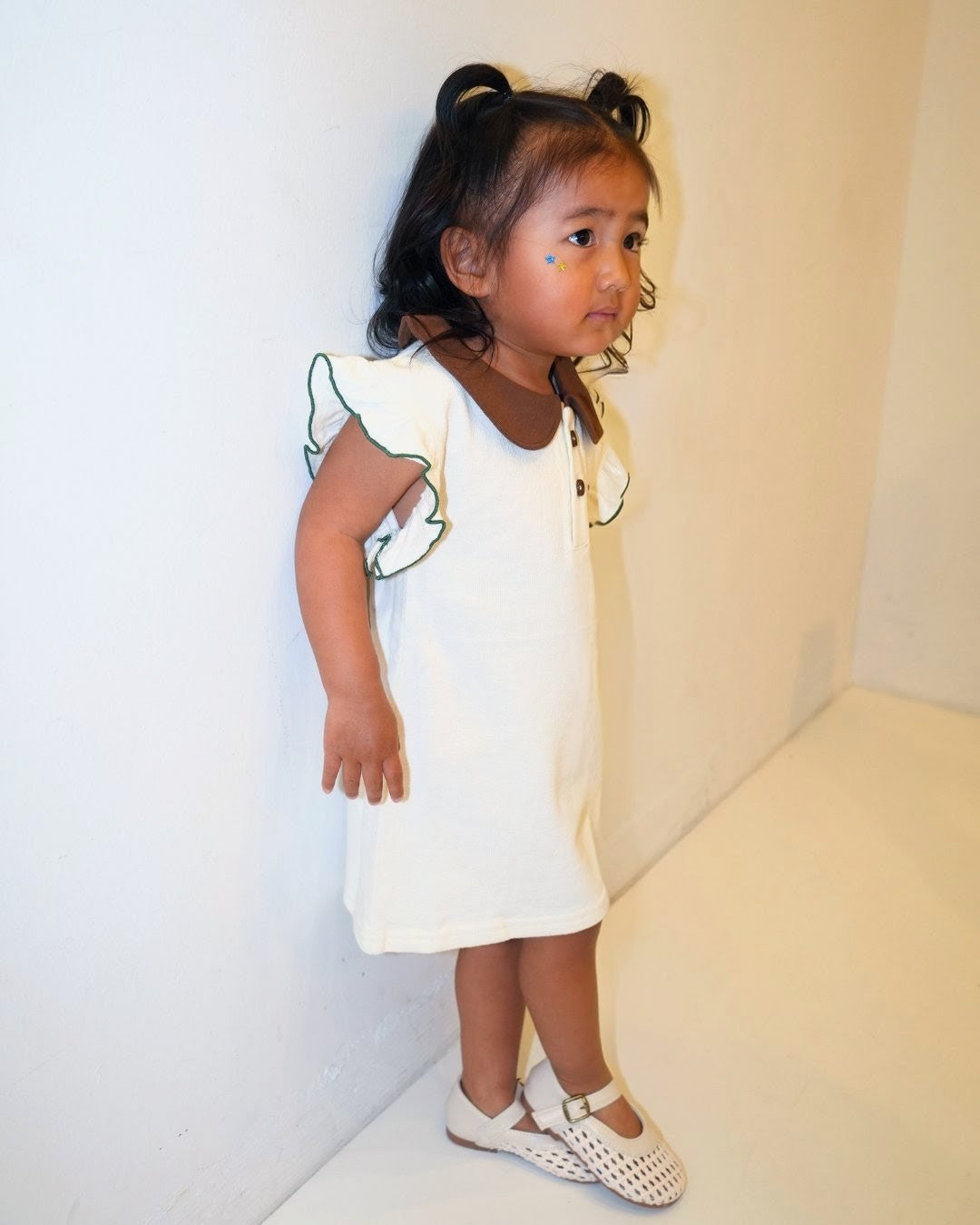 Bambi Embroidered Frill Shoulder Dress 【110248】