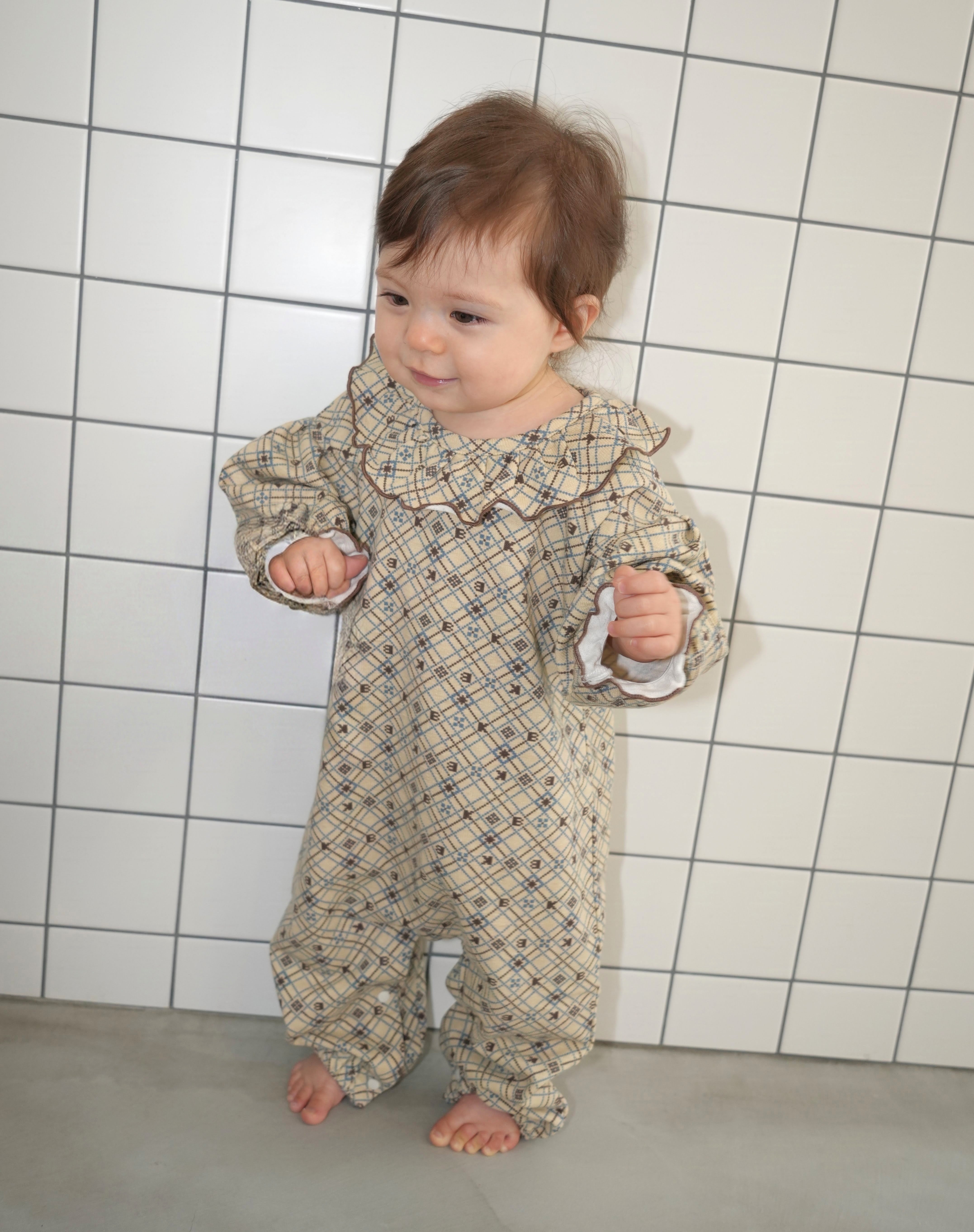Pixel Art Frilled Collar Coverall【110312】
