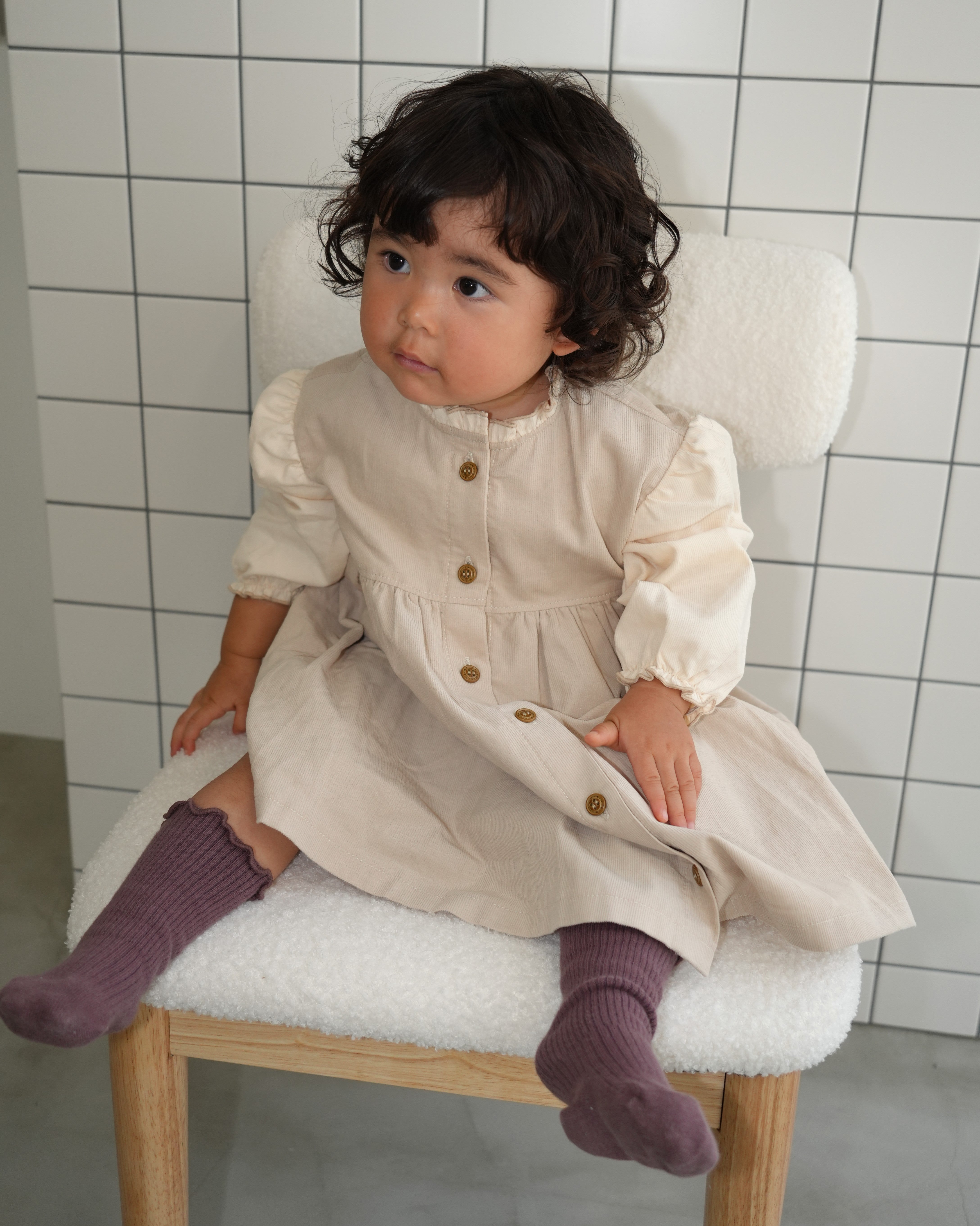 Antique Embroidered Corduroy Shirt Dress【110408】