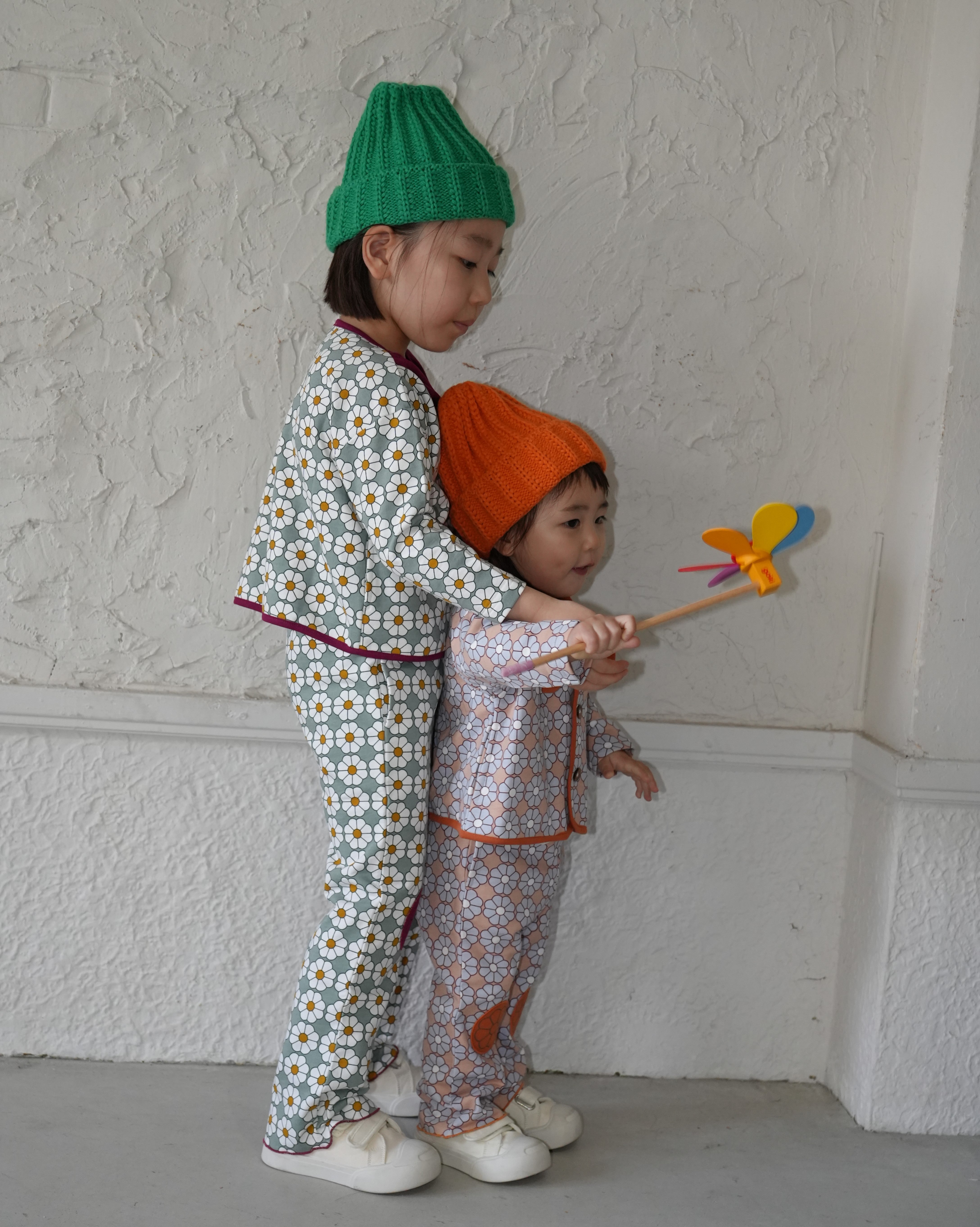 Retro Daisy Pattern Flared Pants【110120】（GREEN）