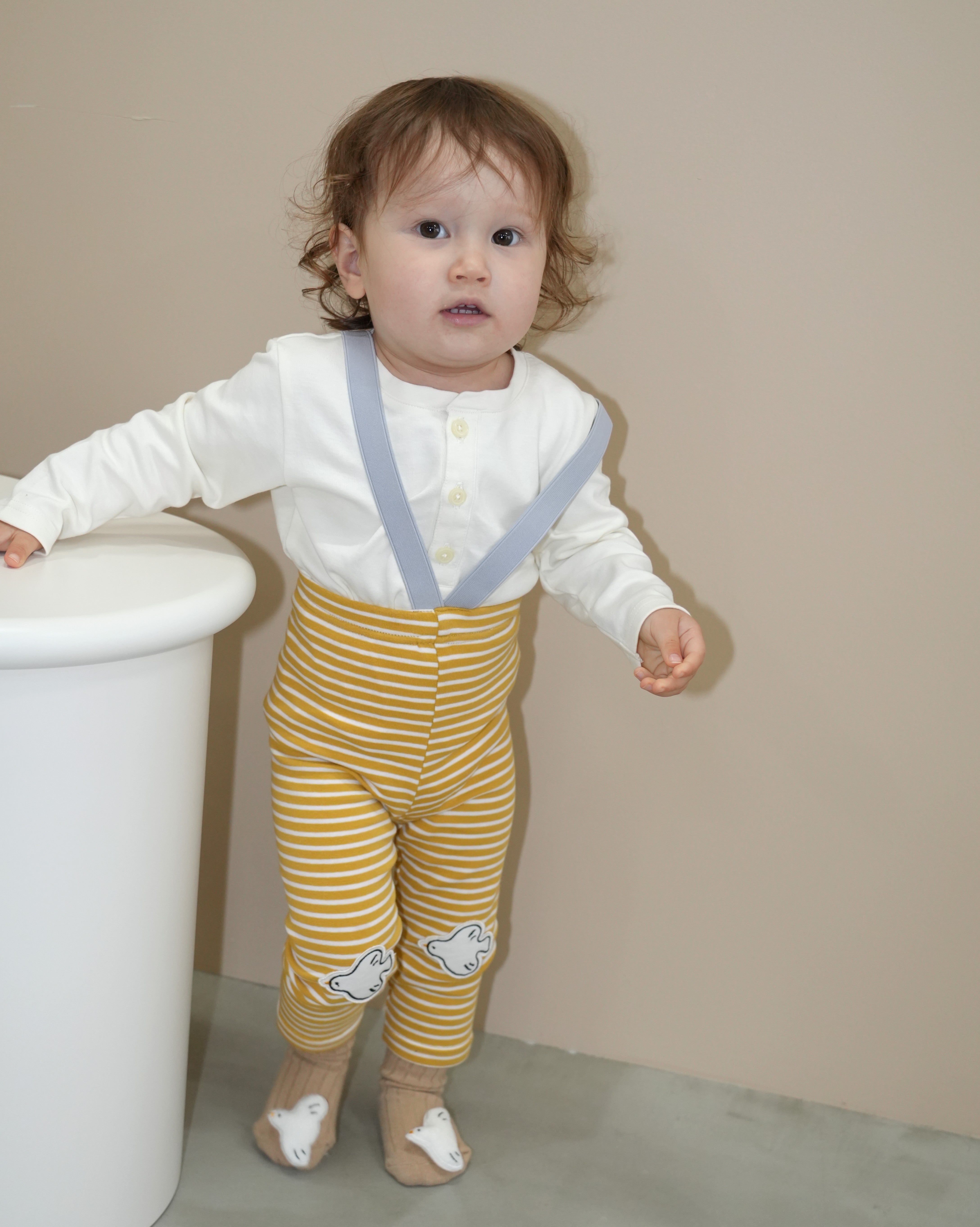Animal Border Suspender Leggings【110400】 (yellow)