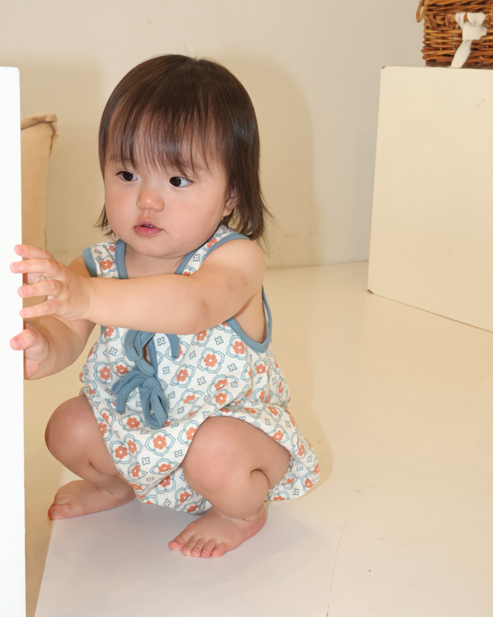 Vintage Tile Pattern Bloomer Salopette【110220】 (Blue)