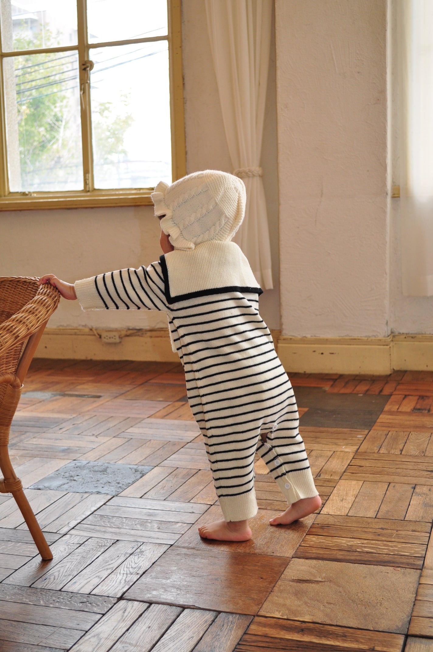 Sailor Collar Knit Cover All(border)