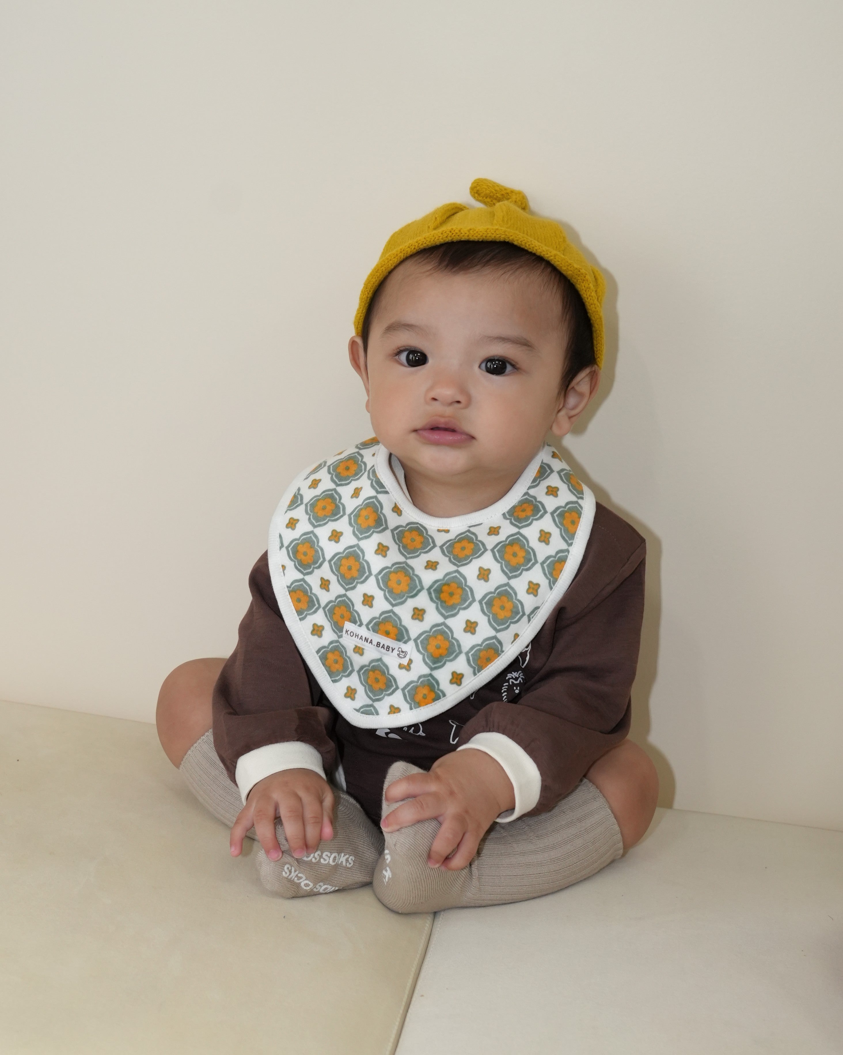 Vintage Tile Pattern Bib【110114】 (orange)